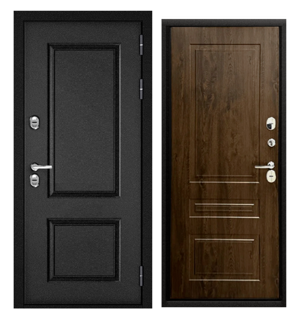 Изображение товара Входная дверь Buldoors Termo правый 205x96см цвет букле черный штамп/орех грецкий