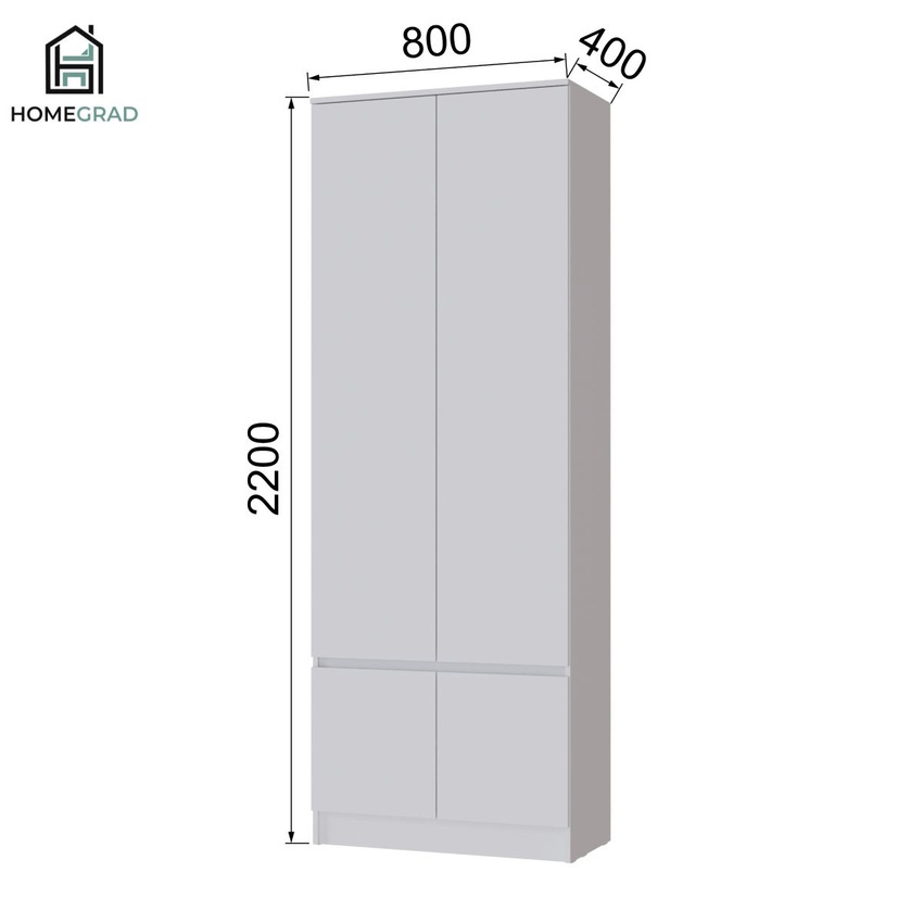 Изображение товара Стильный шкаф для одежды Homegrad 80x220 см белый серия 017878/00