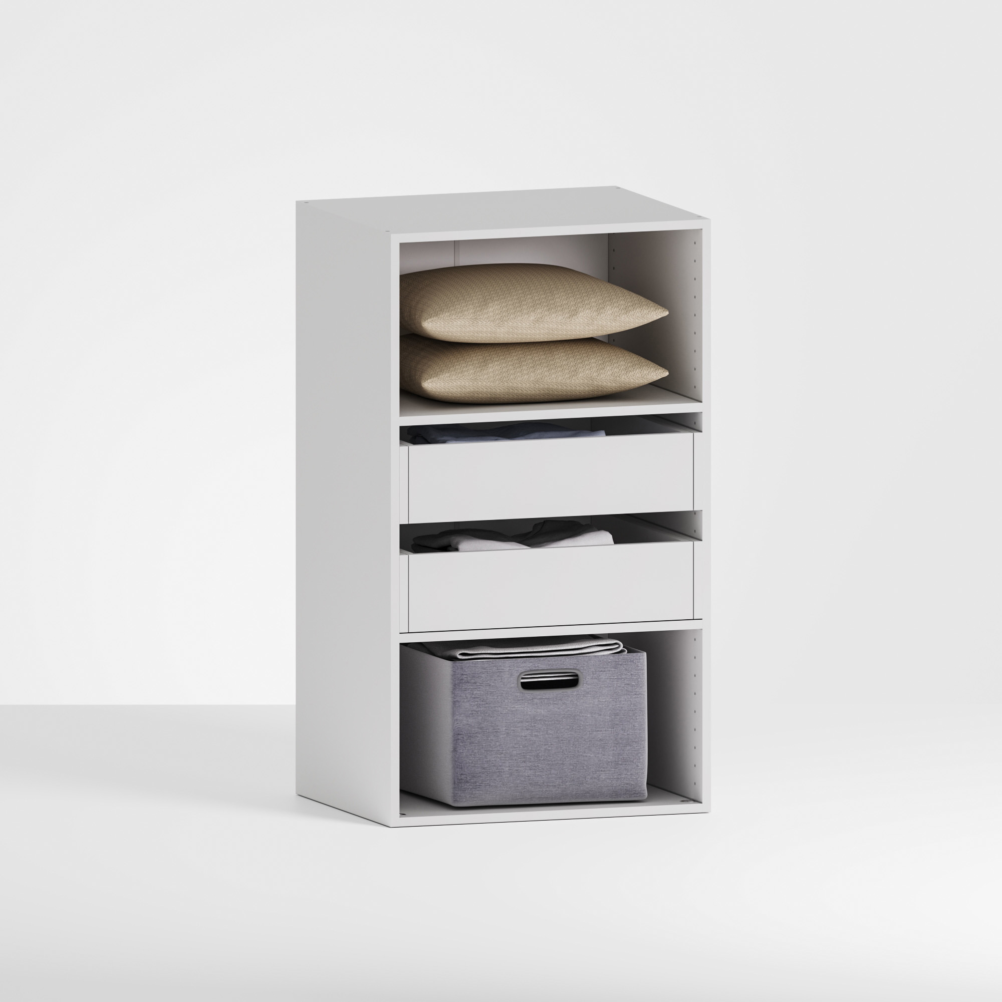 Изображение товара Стеллаж деревянный Фокус Л0201 40x105 3x49 см белый модульный