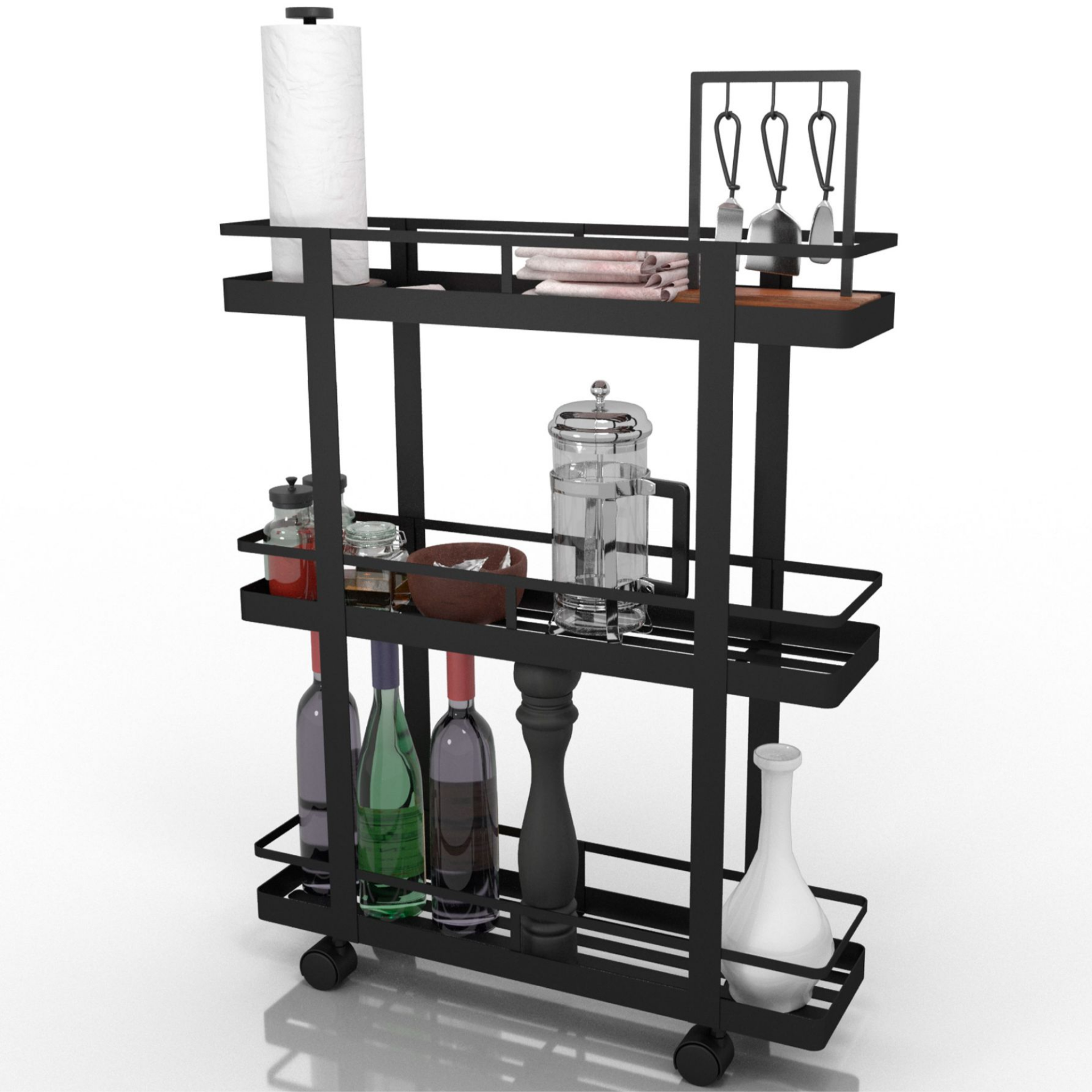 Изображение товара Этажерка с ящиками Mags 60x75 см черная металлическая на колёсах