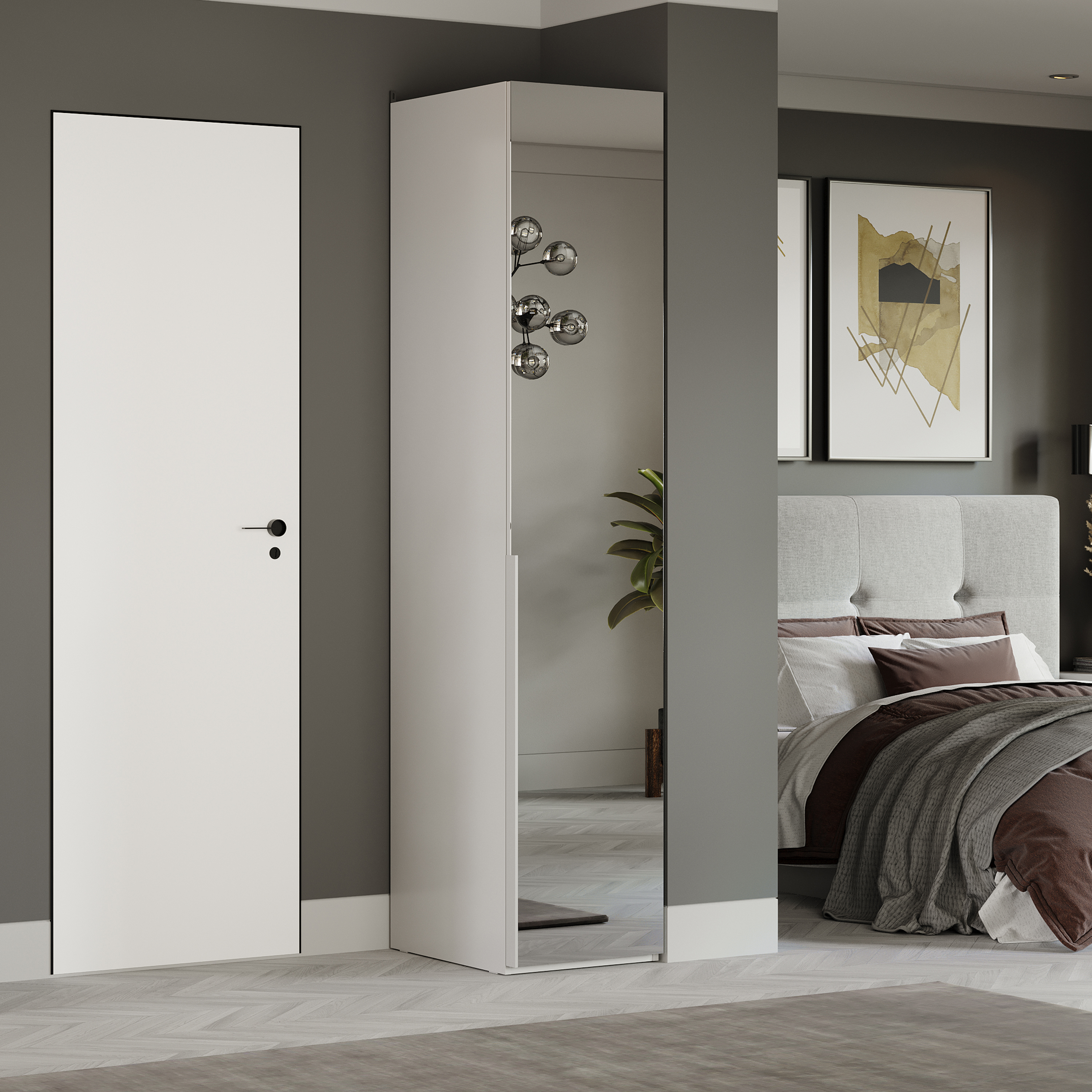 Изображение товара Шкаф Трия 45x217 см белый жемчуг, стильный и удобный