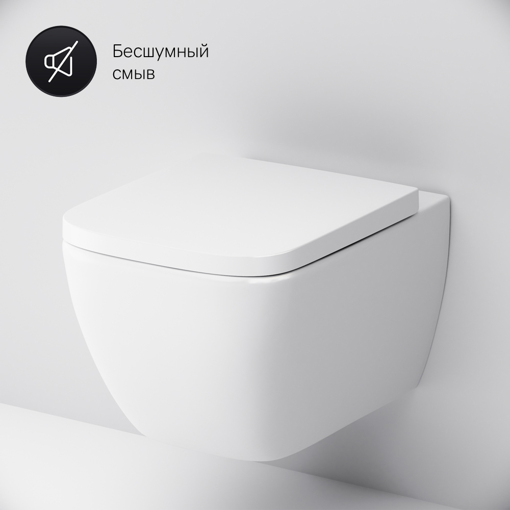 Изображение товара AM.PM Gem C901701SC подвесной безободковый унитаз с микролифтом и дрюропласт сиденьем Германия