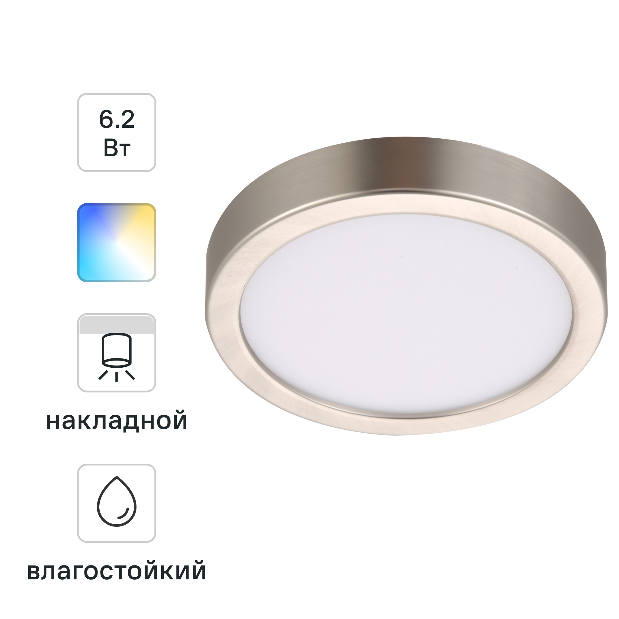 Изображение товара Современный влагозащищенный накладной светодиодный спот Sanoa 6.2 Вт IP44