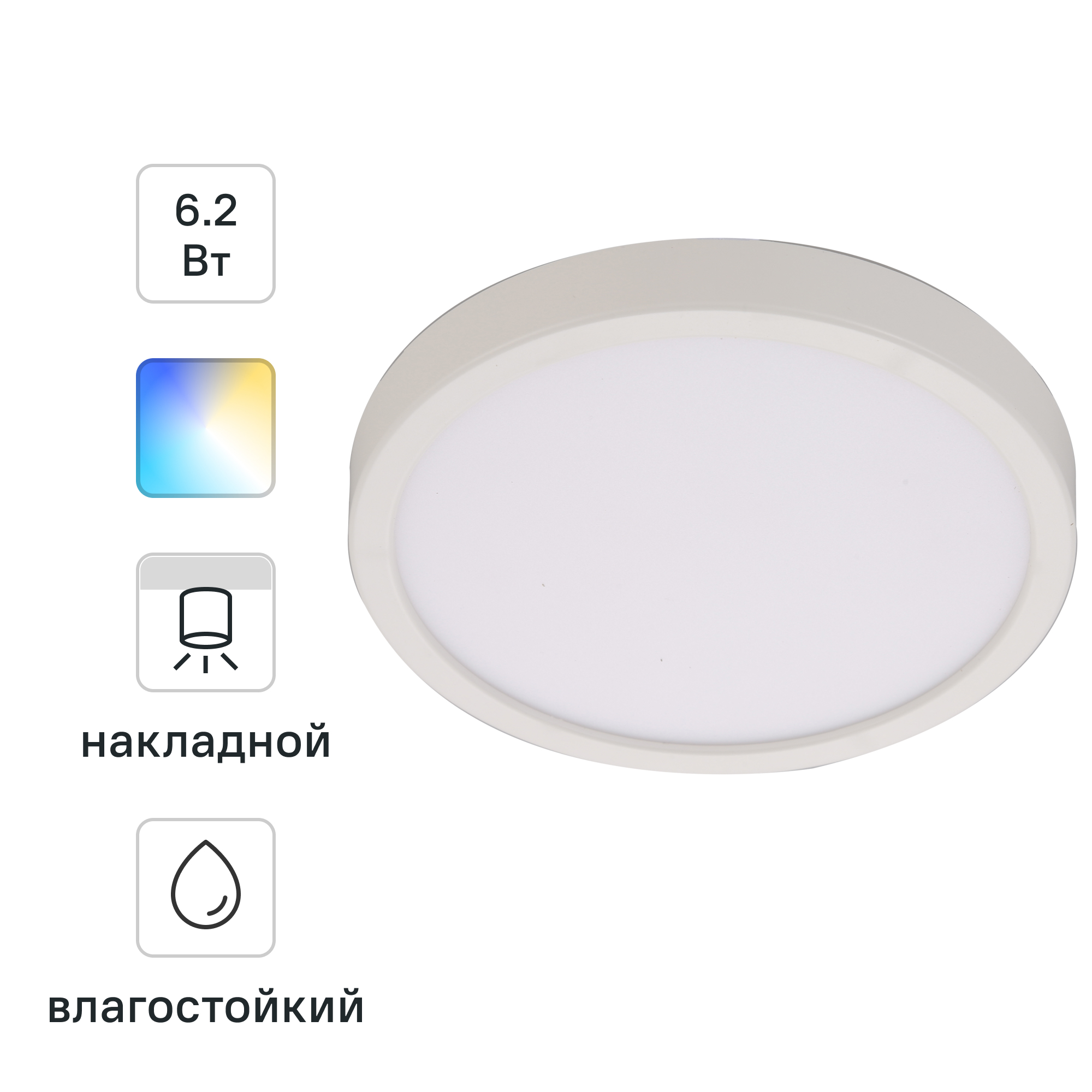 Изображение товара Светильник точечный накладной Inspire Sanoa 7 м² влагозащищенный белый регулируемый