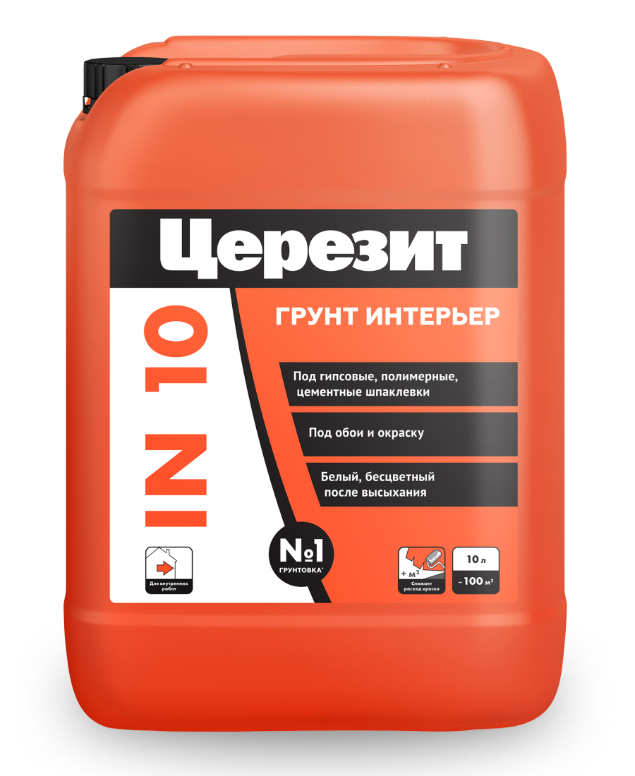 Изображение товара Грунтовка Церезит IN 10 бесцветная 10л для внутренних и наружных работ