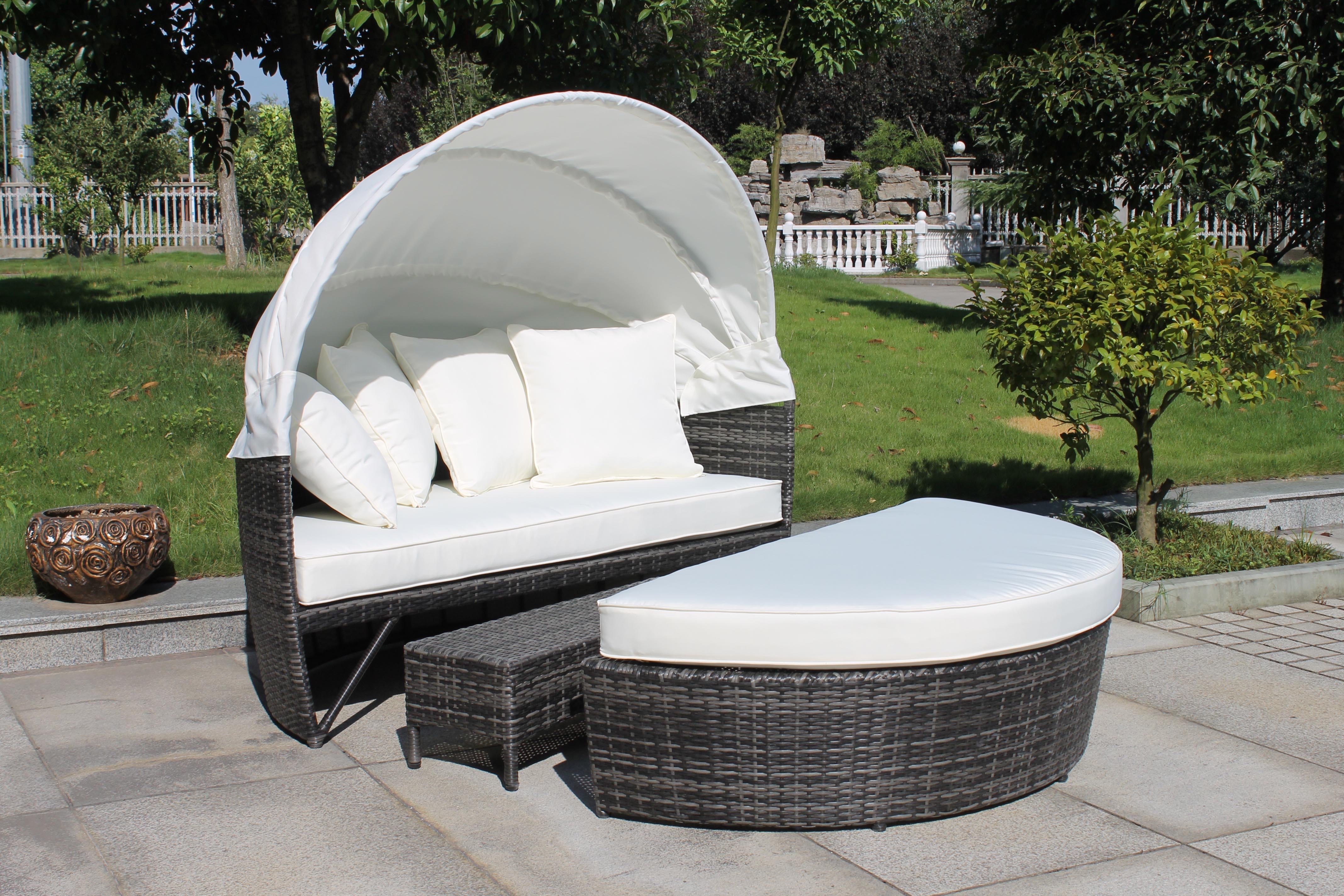 Изображение товара Шезлонг Фиджи с подушкой и солнцезащитным тентом круглый