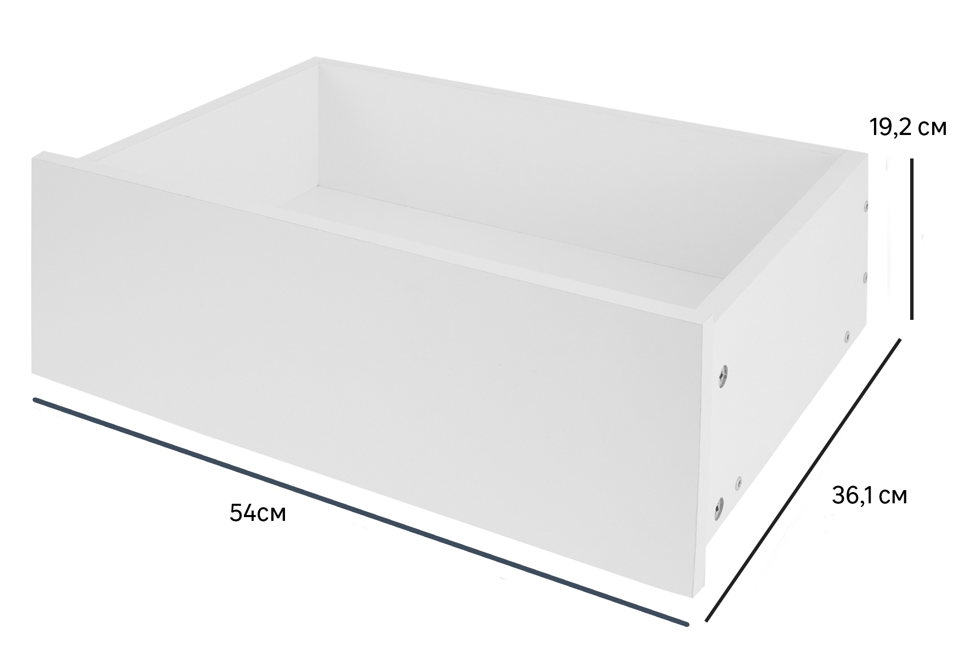 Изображение товара Выдвижной ящик для шкафа Лион из ЛДСП 54x19.2x36.1 белый с доводчиком