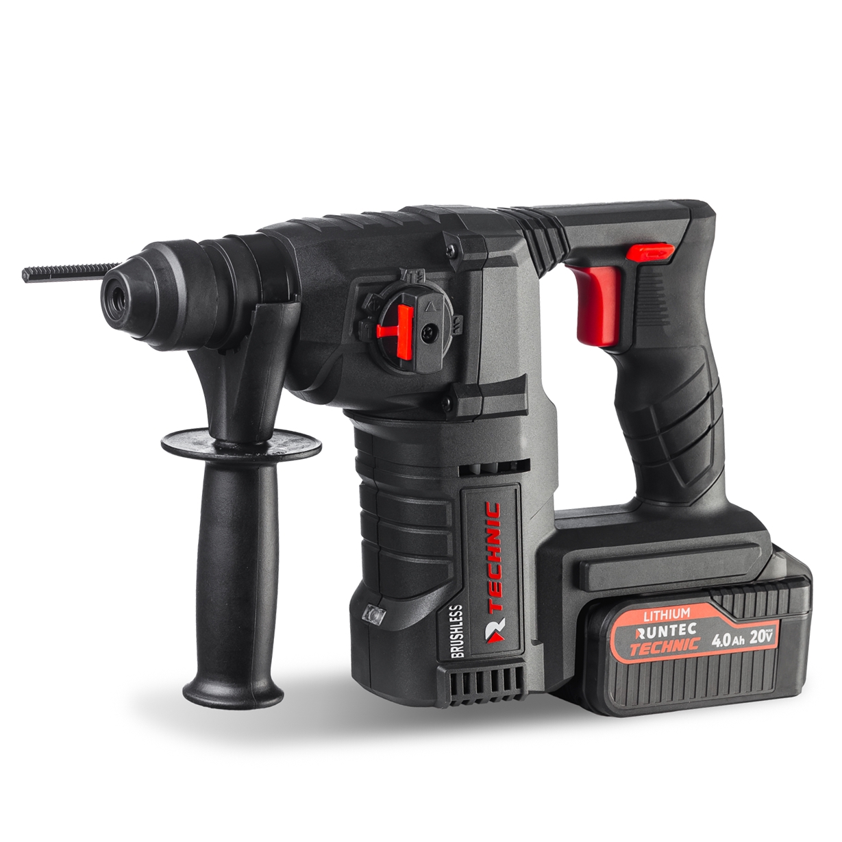 Изображение товара Перфоратор аккумуляторный бесщеточный SDS Plus Runtec RT-EH900T, 20 В Li-Ion 2x4 Ач, 2.5 Дж