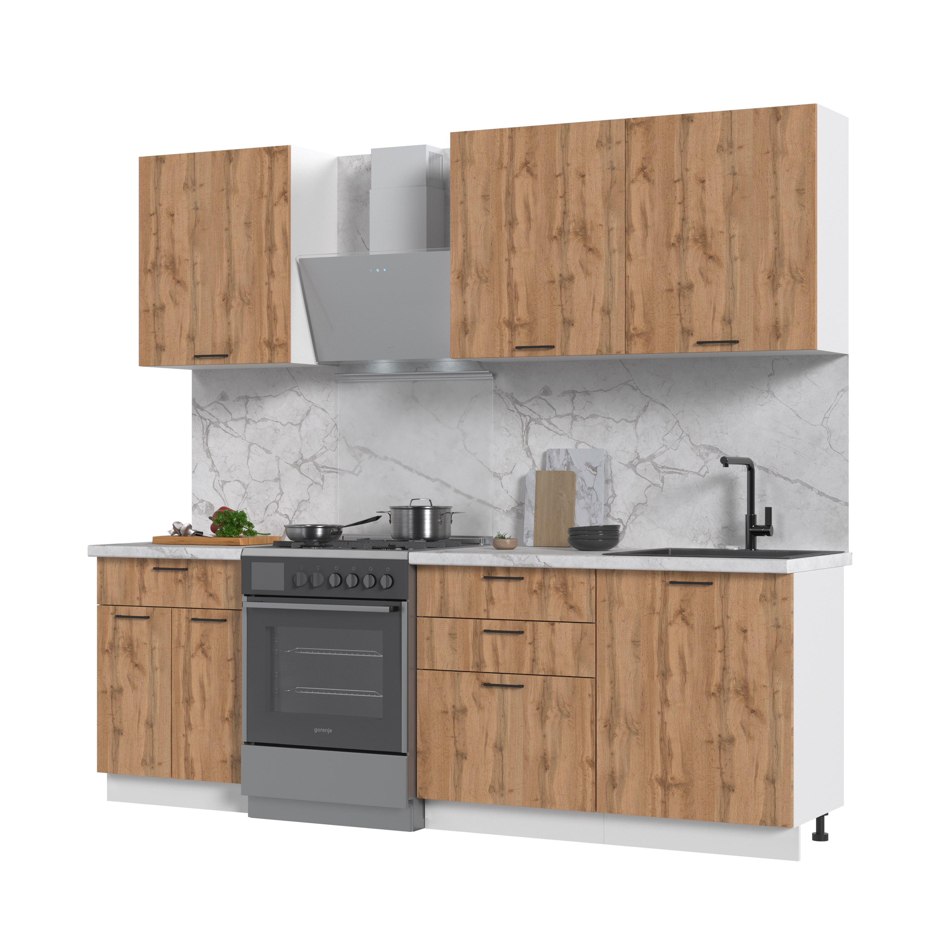 Изображение товара Кухонный гарнитур Kameol Азазель УТ000589013 180x217x60 см ЛДСП цвет белый, дуб вотан