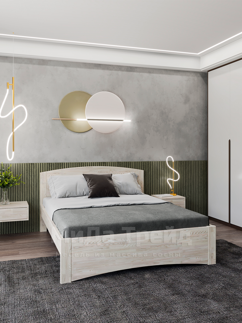 Изображение товара Кровать МИДА-1 с 2 ящиками из массива сосны, светло-бежевый, 120x180 см