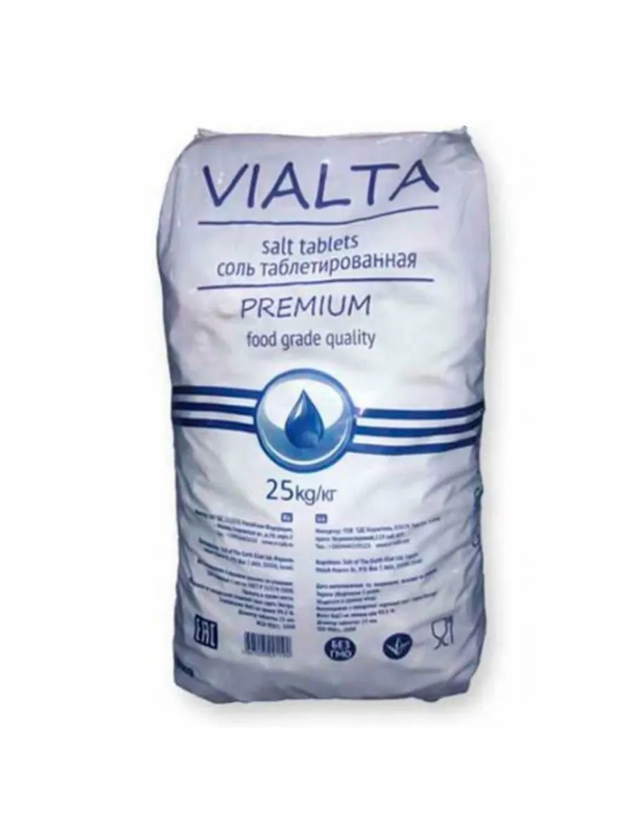 Изображение товара Таблетированная соль Vialta 25 кг для водоподготовки и фильтров