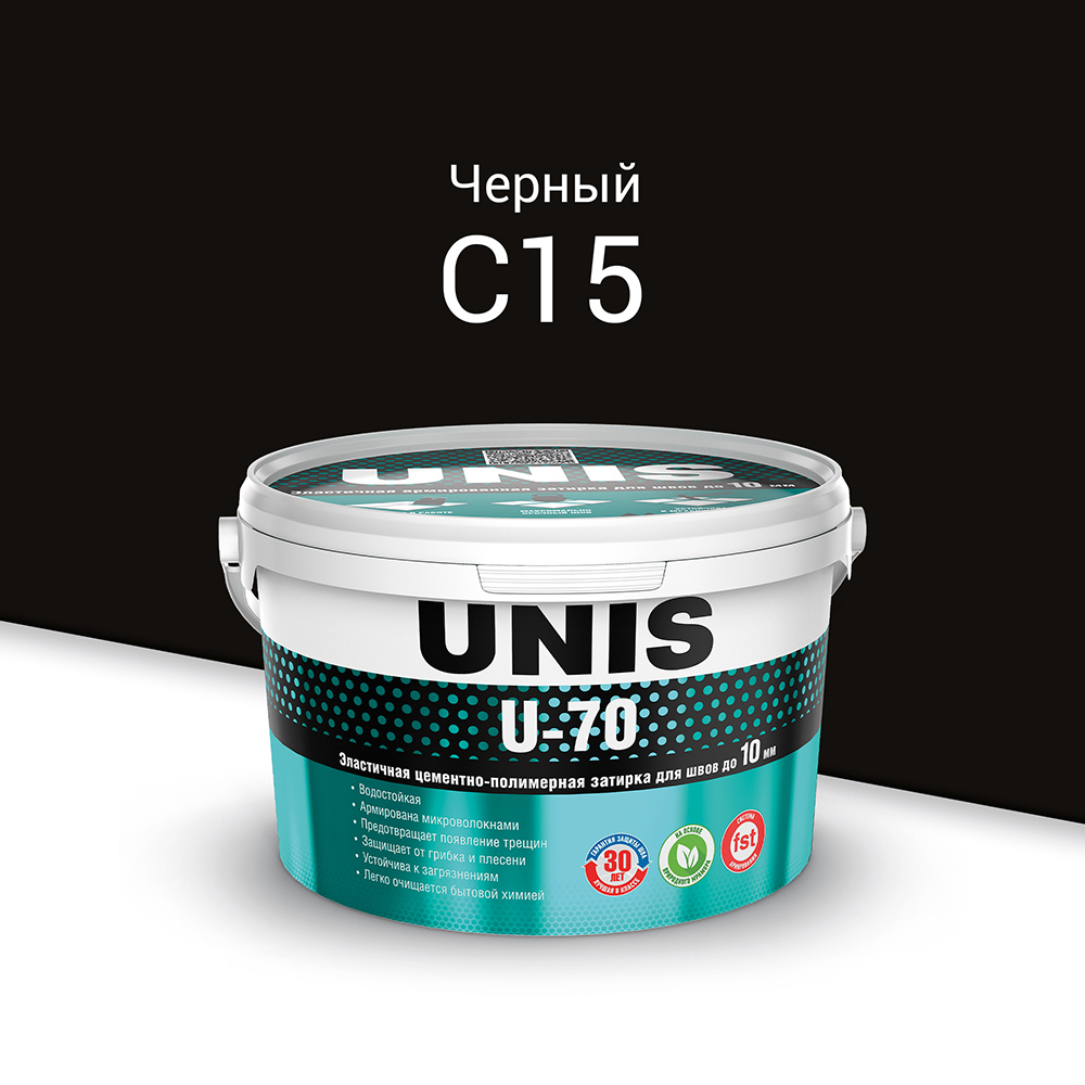 Изображение товара Затирка цементная Unis 2кг Черный для швов внутри и снаружи