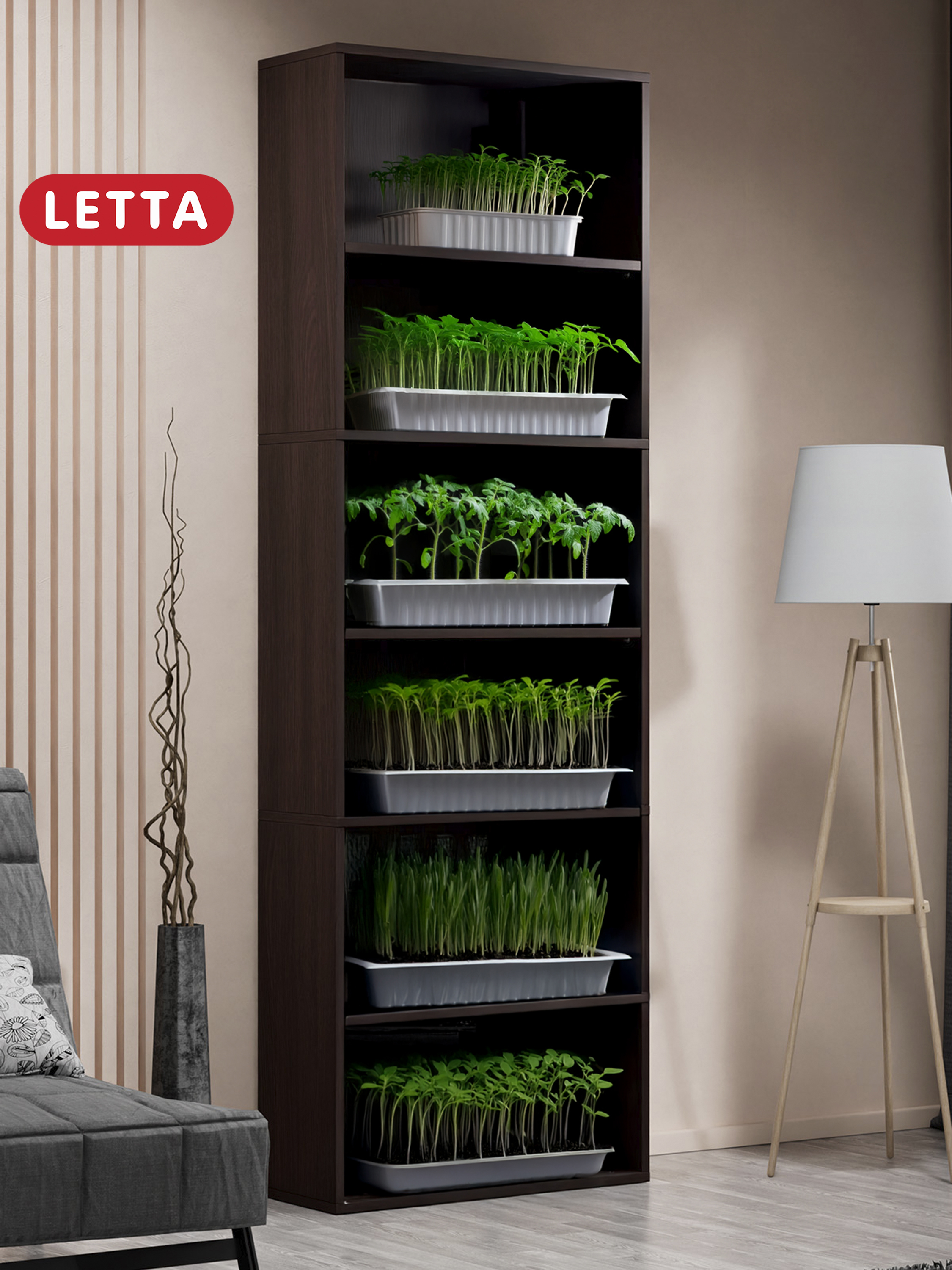 Изображение товара Стеллаж Letta Hardy Лайт 2 60x180x24 см из ЛДСП для дома и офиса