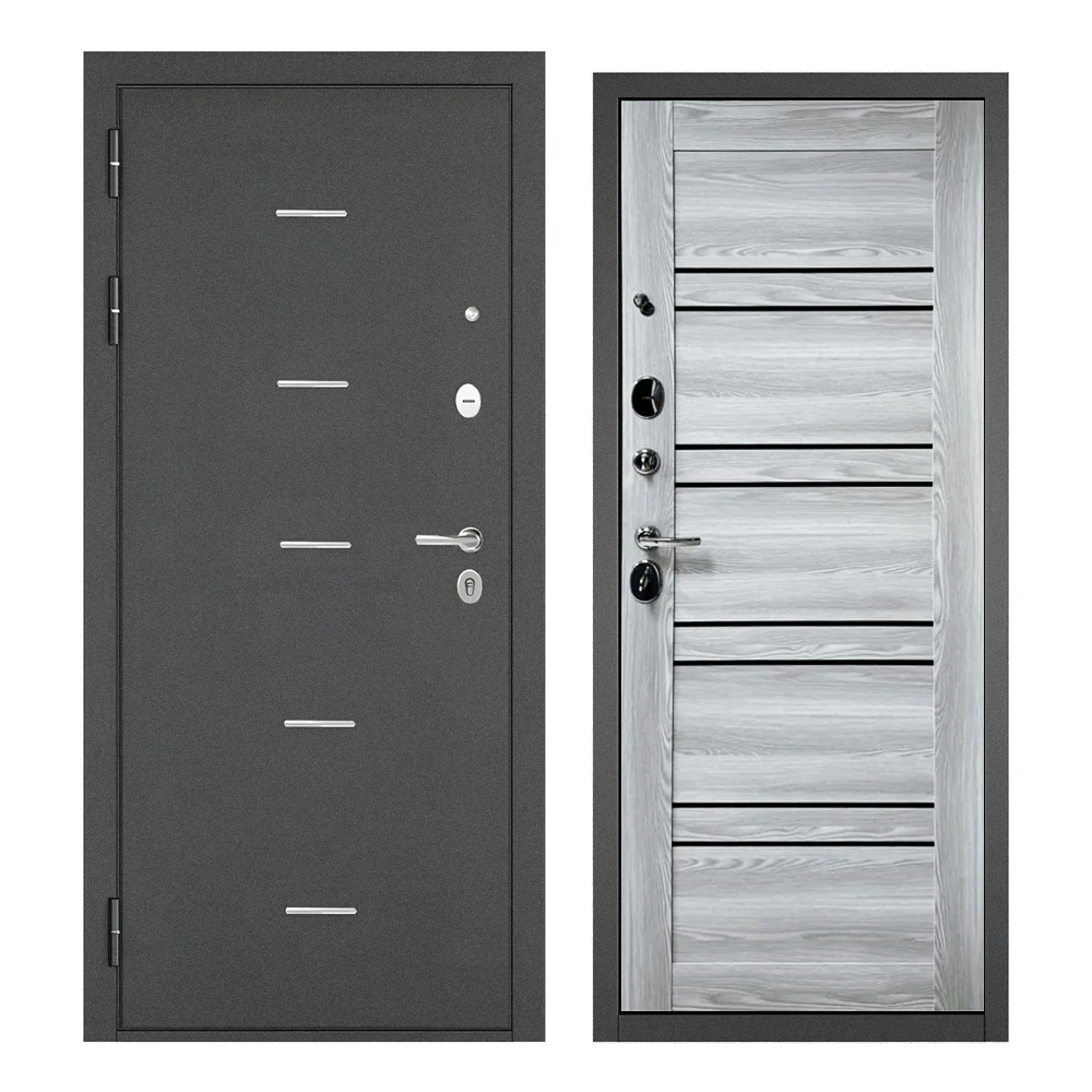 Изображение товара Входная дверь Buldoors 90 МР П-28 Левый 205x86 см Букле графит/ясень ривьера айс