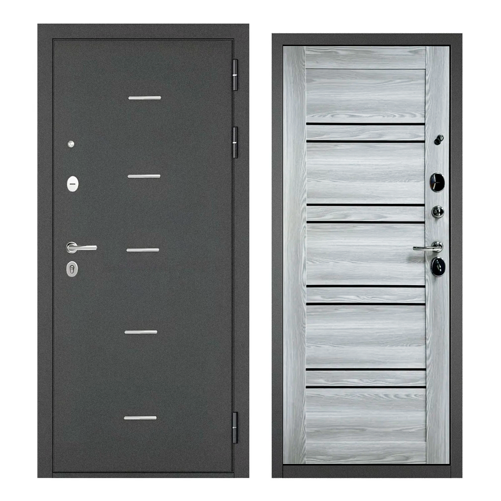 Изображение товара Входная дверь Buldoors 90 MP П-28 правый 205x96см цвет букле графит/ясень ривьера айс