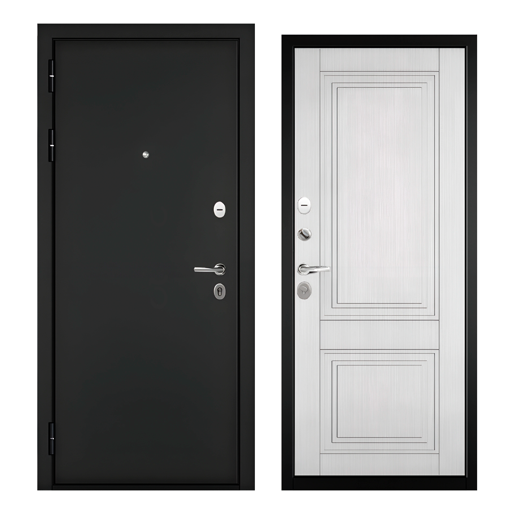 Изображение товара [Входная дверь] BULDOORS 90 МР ФЛ-1 Левый 93.5x195 см, букле черный/роял вуд белый