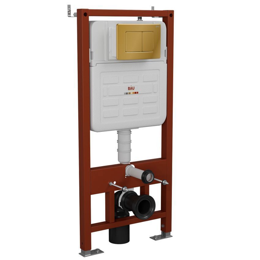 Изображение товара Усиленная рама инсталляция BAU IDEAL с антивандальной клавишей BAU Light золото