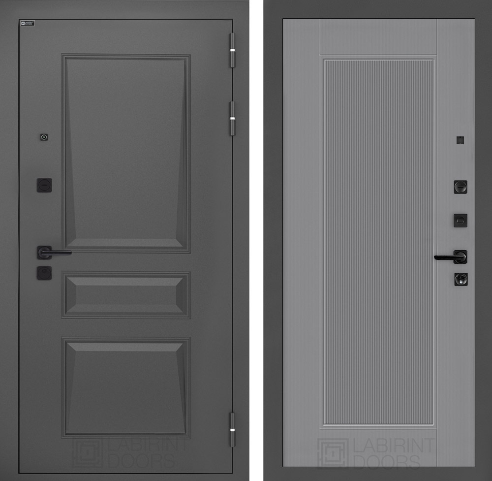 Изображение товара Входная дверь Лабиринт Орлеан П30 правый 205x88см цвет муар серый 7024 матовый/серый софт рельеф