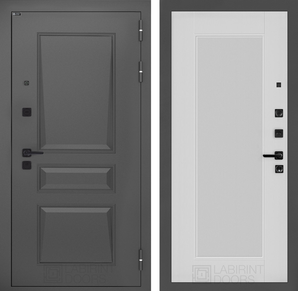 Изображение товара Входная дверь Лабиринт Орлеан П30 правый 205x88см цвет муар серый 7024 матовый/белый софт рельеф