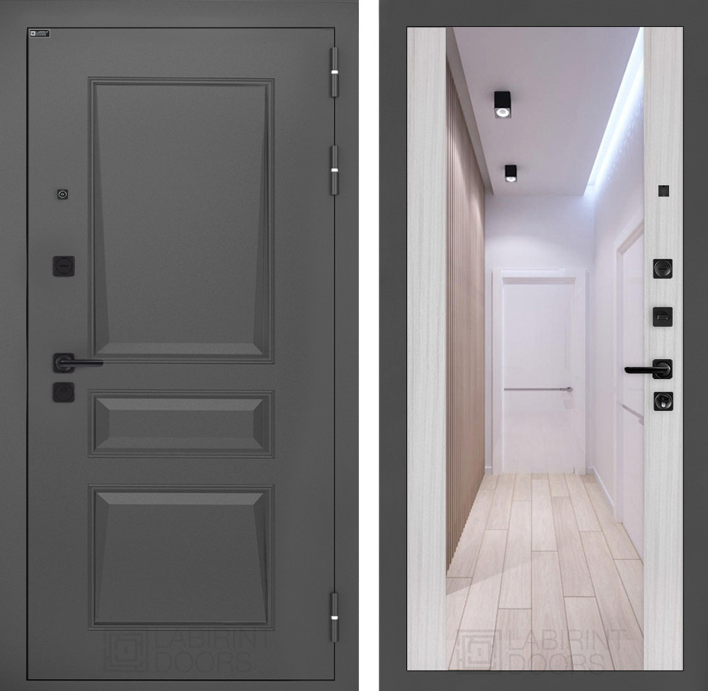 Изображение товара Входная дверь Лабиринт Орлеан правый 205x96см цвет муар серый 7024 матовый/сандал белый ФЛЗ-1