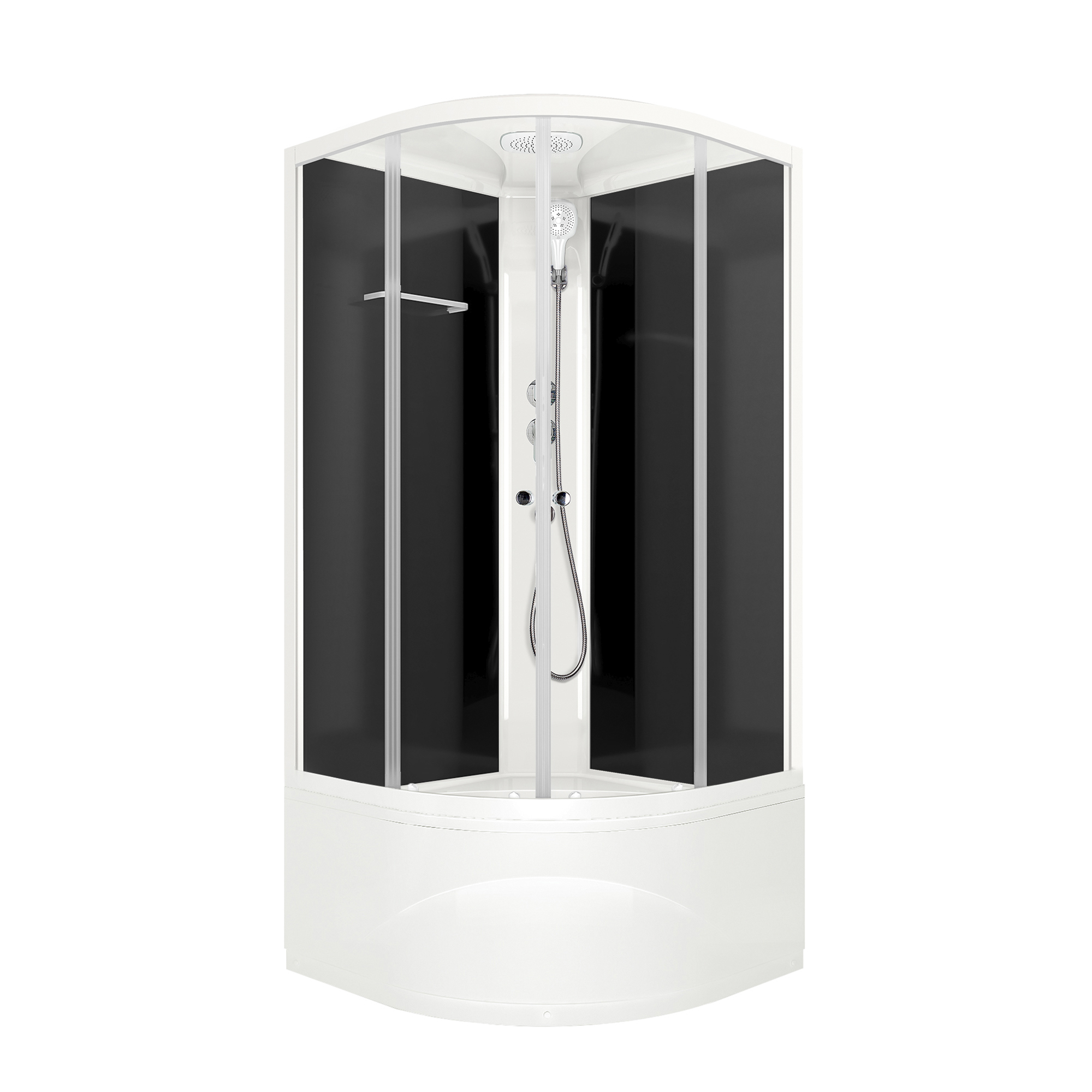 Изображение товара Душевая кабина Domani-Spa Delight Slim 90x90x218 см высокий поддон, черные стенки, прозрачное стекло, размер