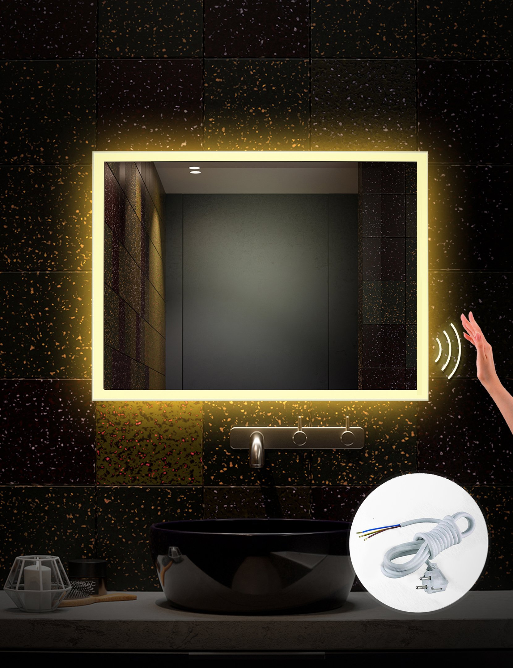 Изображение товара Зеркало для ванной Alfa mirrors Niko-75 с подсветкой антизапотеванием 70х50 см