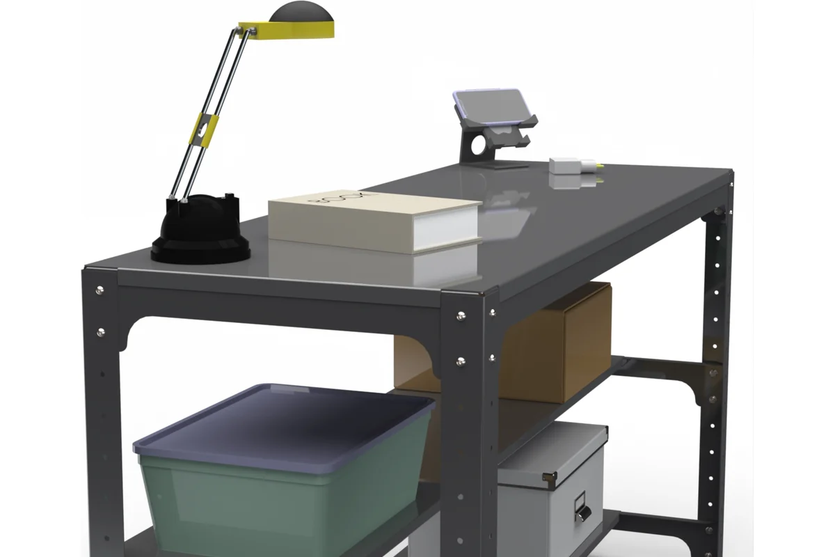 Изображение товара Металлический верстак METALEX 201351 с полками нагрузка 260 кг серый