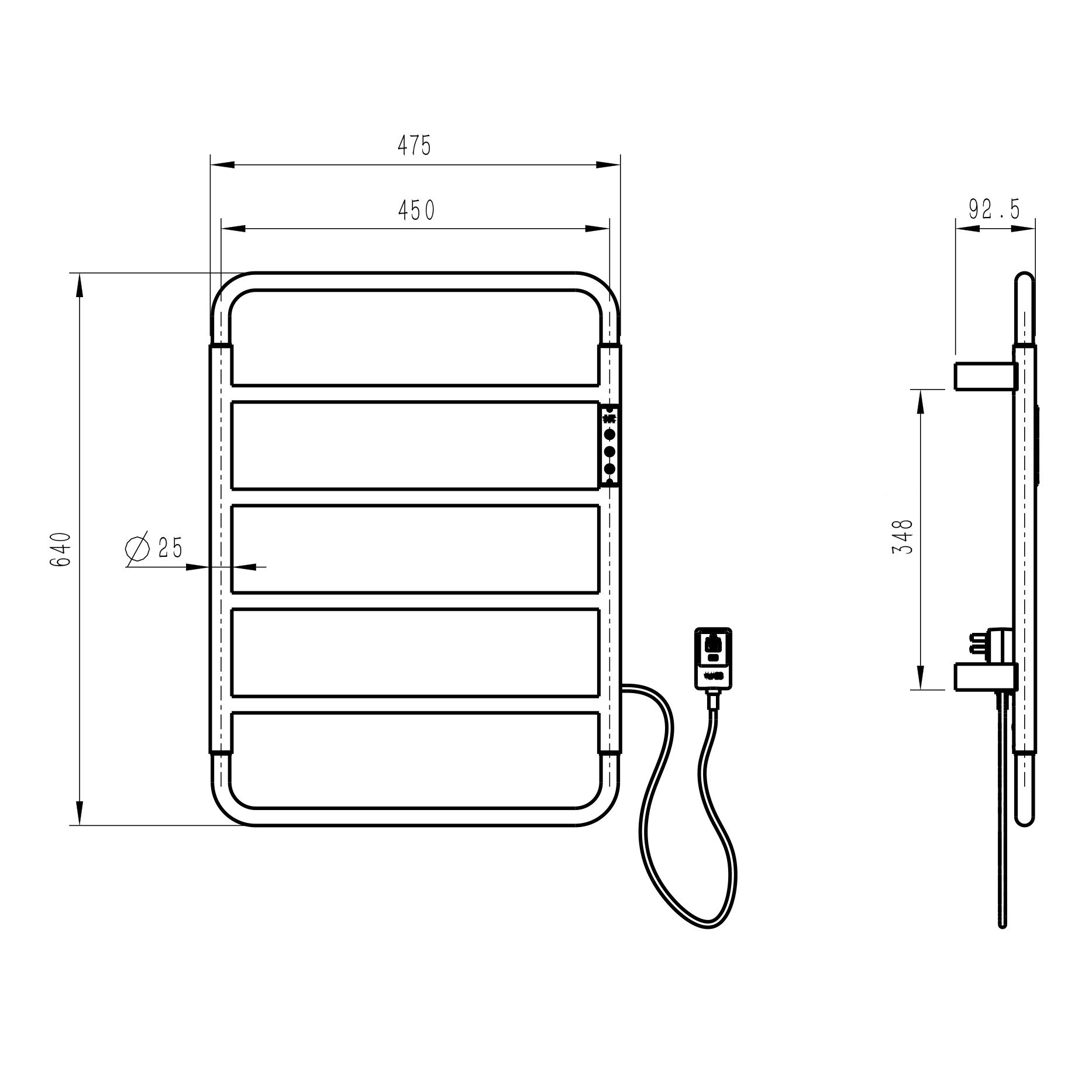 Изображение товара Электрический полотенцесушитель Wonzon & Woghand Wismar 475x640 мм 60 Вт темный графит