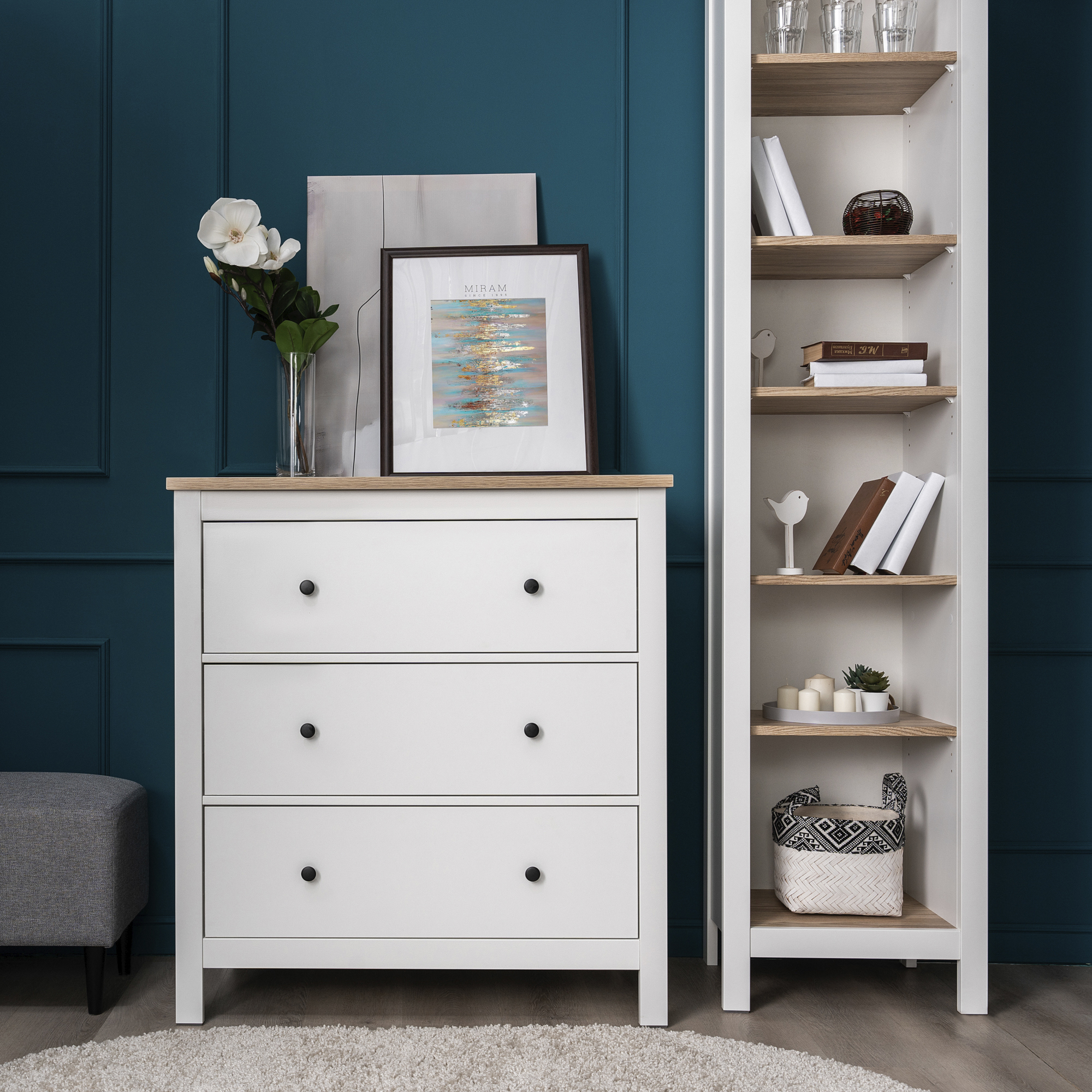 Изображение товара Комод Гуд Лакк Сага 3 ящика белый современный дизайн мебель для хранения