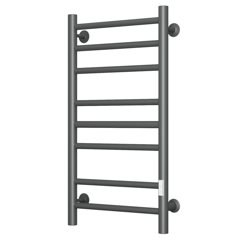 Изображение товара Полотенцесушитель электрический Bauedge В10 Gun Grey П8 400x800 мм 95 Вт с терморегулятором и таймером справа лесенка цвет серый металлик