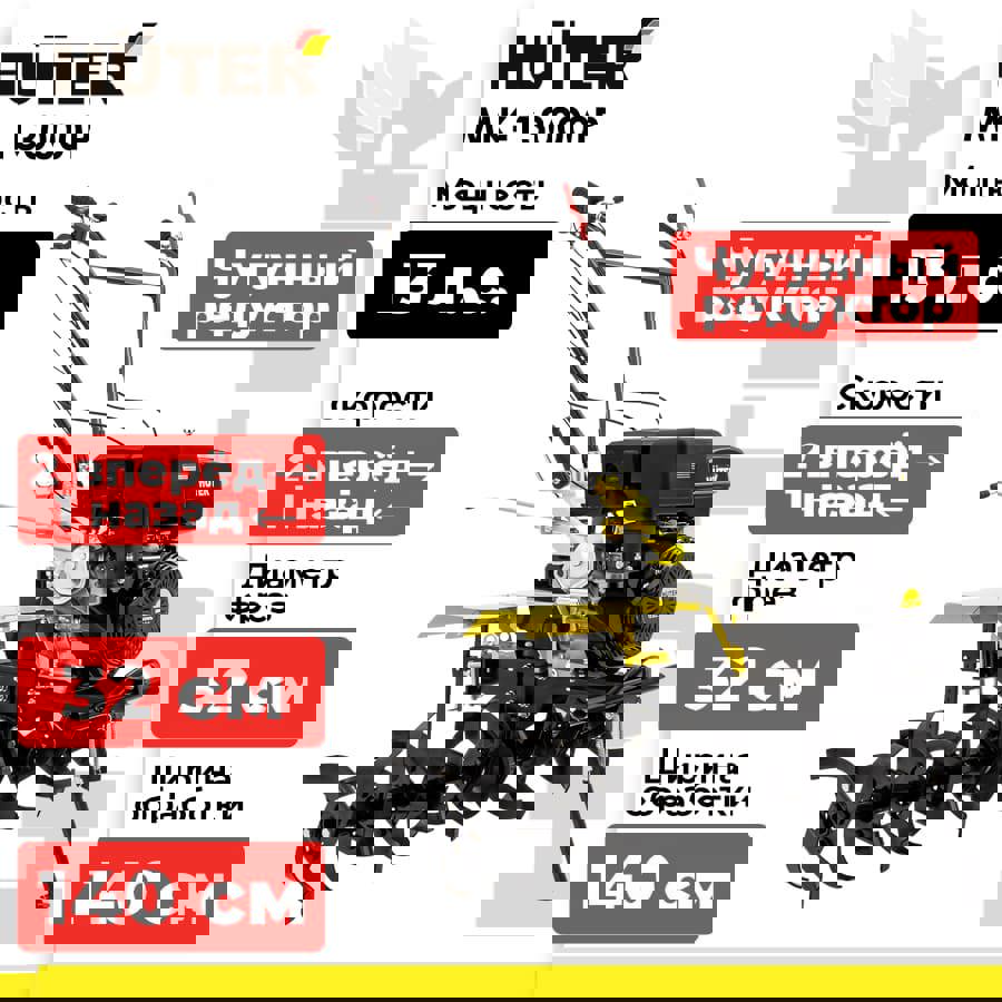 Изображение товара Мотоблок бензиновый Huter МК-13000М 13 л.с.