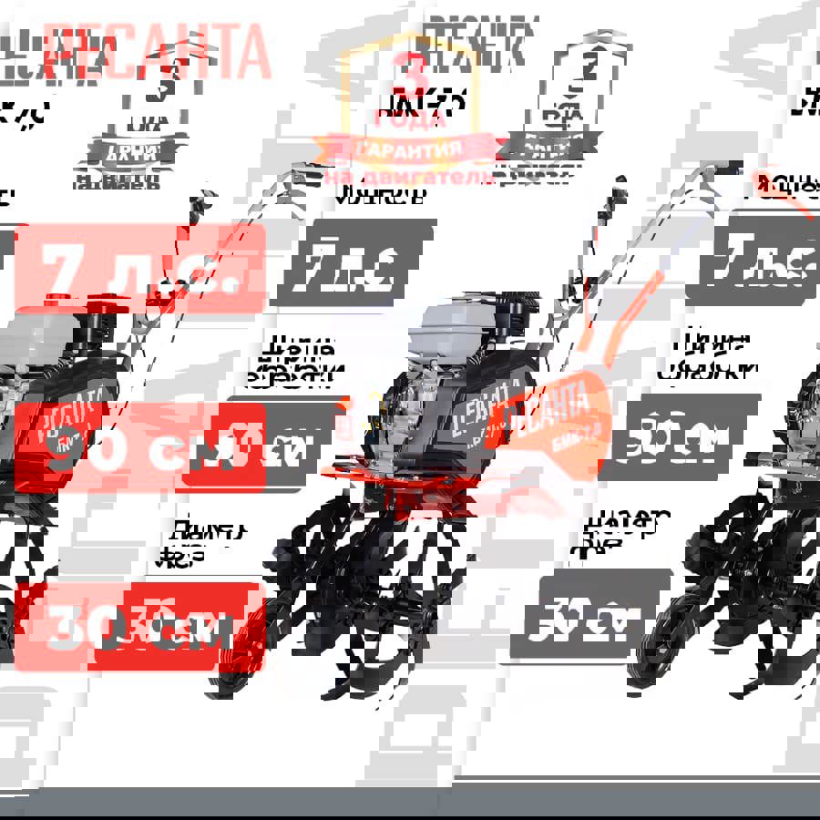 Изображение товара Мотокультиватор БМК-7.0 Ресанта 7 л.с. для культивирования