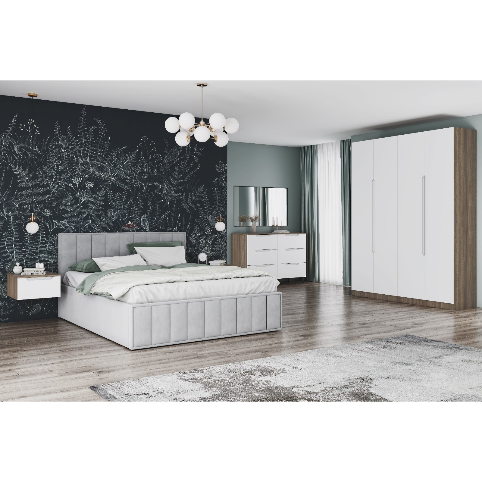 Изображение товара Кровать Лана 10640111 серого цвета 172x103.5x215 см с ортопедическим основанием и подъемным механиз