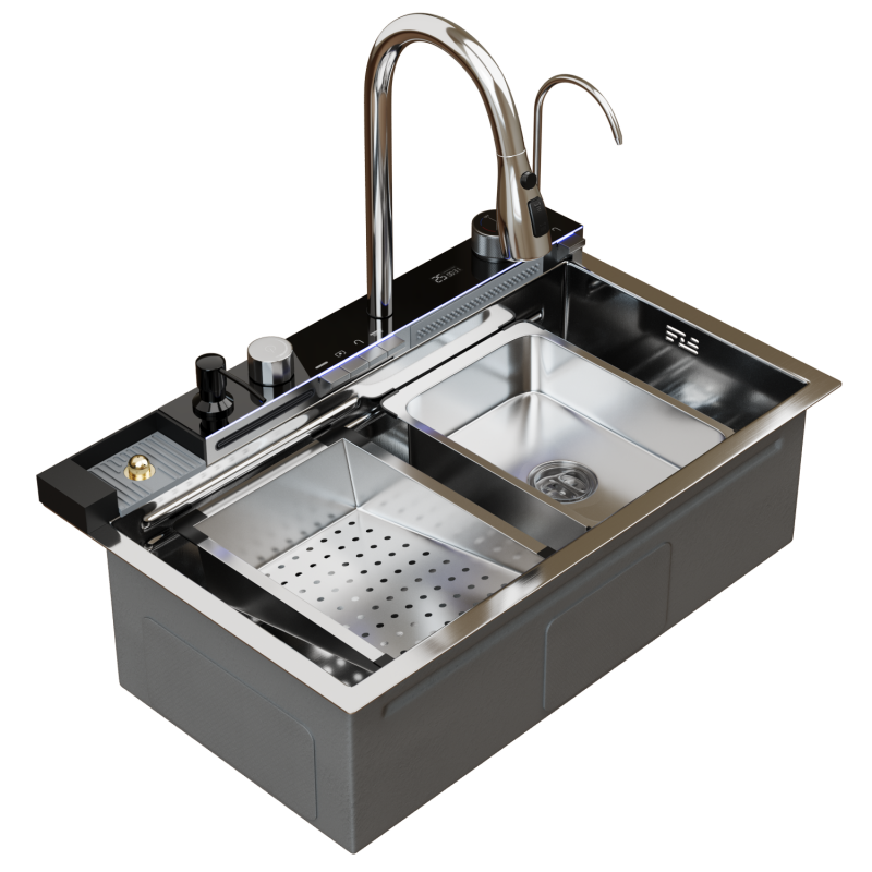 Изображение товара Мойка кухонная врезная ML PRO75*46 из нержавеющей стали серый с PVD покрытием