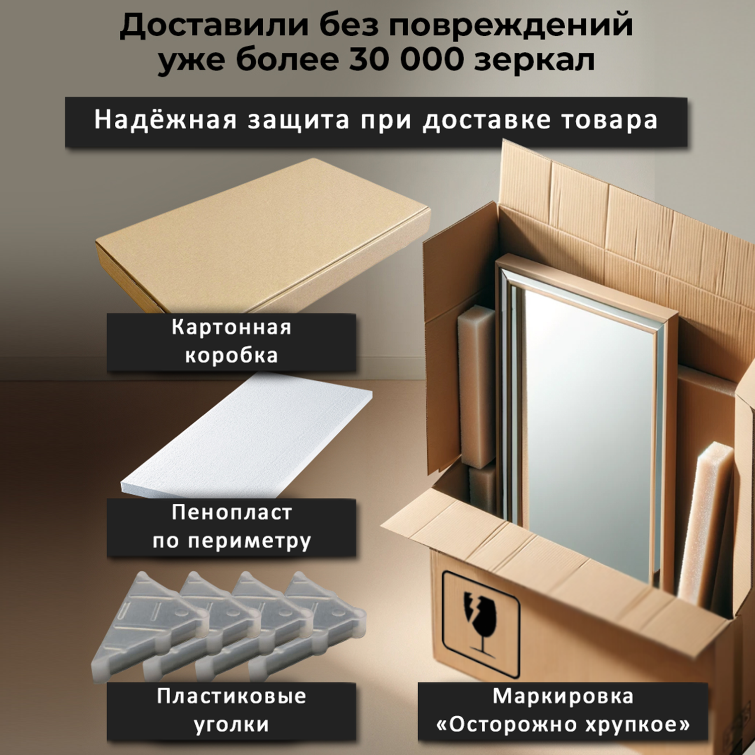 Изображение товара Современный шкаф для ванной Alias Эос с зеркалом и LED-подсветкой 80x60