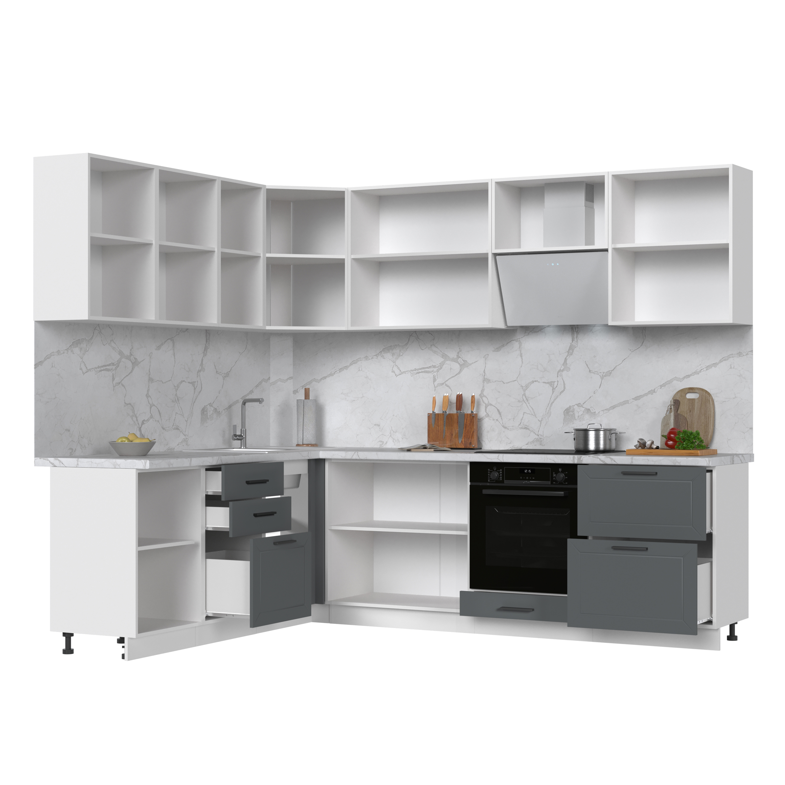 Изображение товара Кухонный гарнитур Kameol Горный ледник УТ000588555 260x217x200 см ЛДСП цвет белый, темно-серый