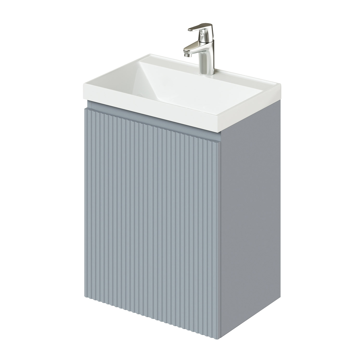 Изображение товара Тумба с раковиной Итана Kate 49.4 см подвесная серый стеклянный фасад