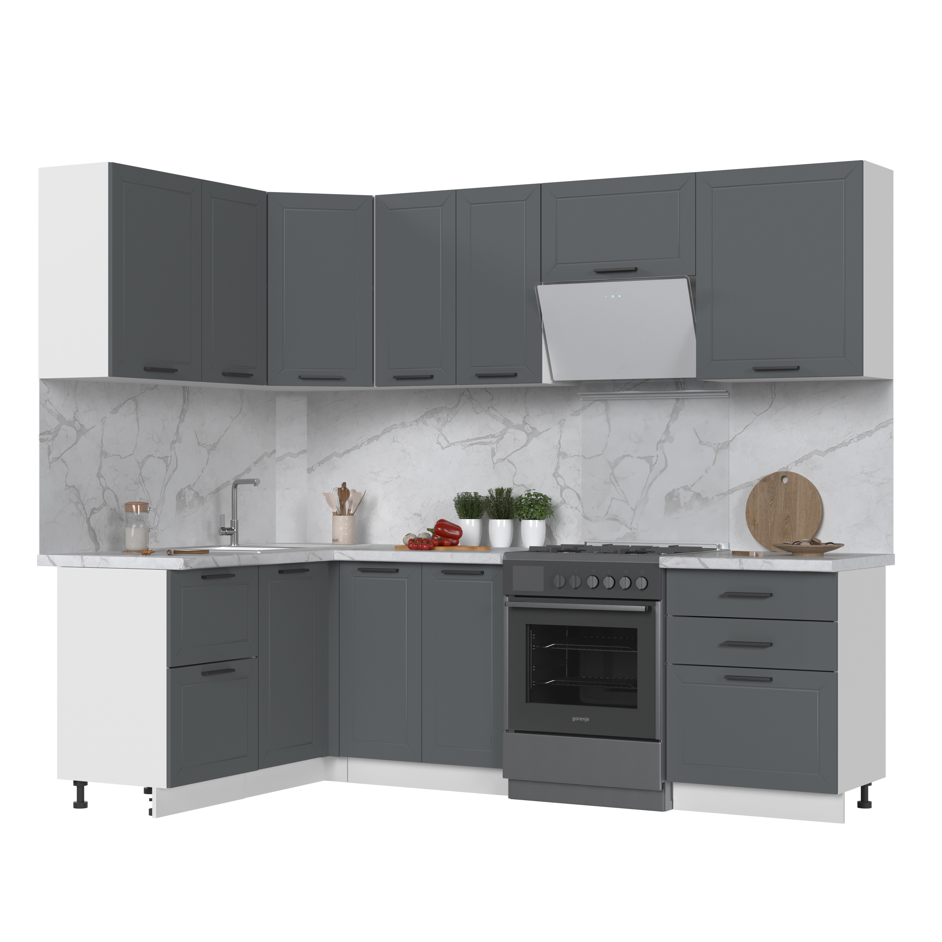 Изображение товара Кухонный гарнитур KAMEOL Горный ледник Маренго Silk 250x217x150 см