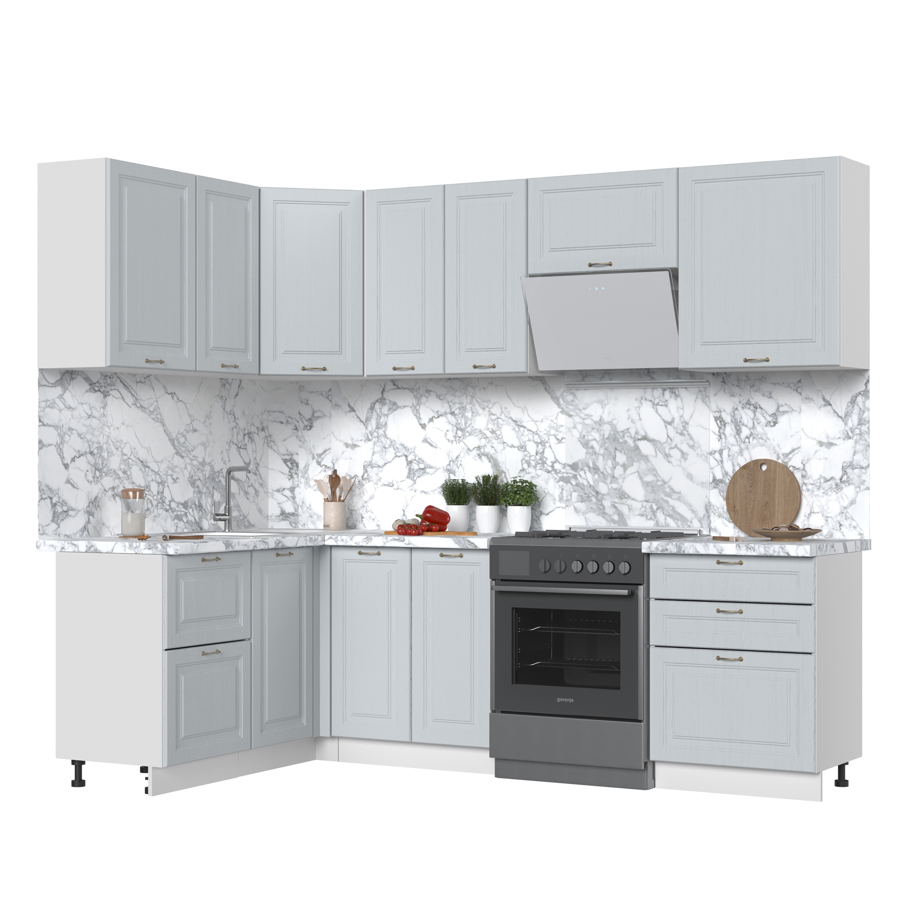 Изображение товара Кухонный гарнитур Kameol Франция УТ000588941 250x217x150 см ЛДСП цвет серый