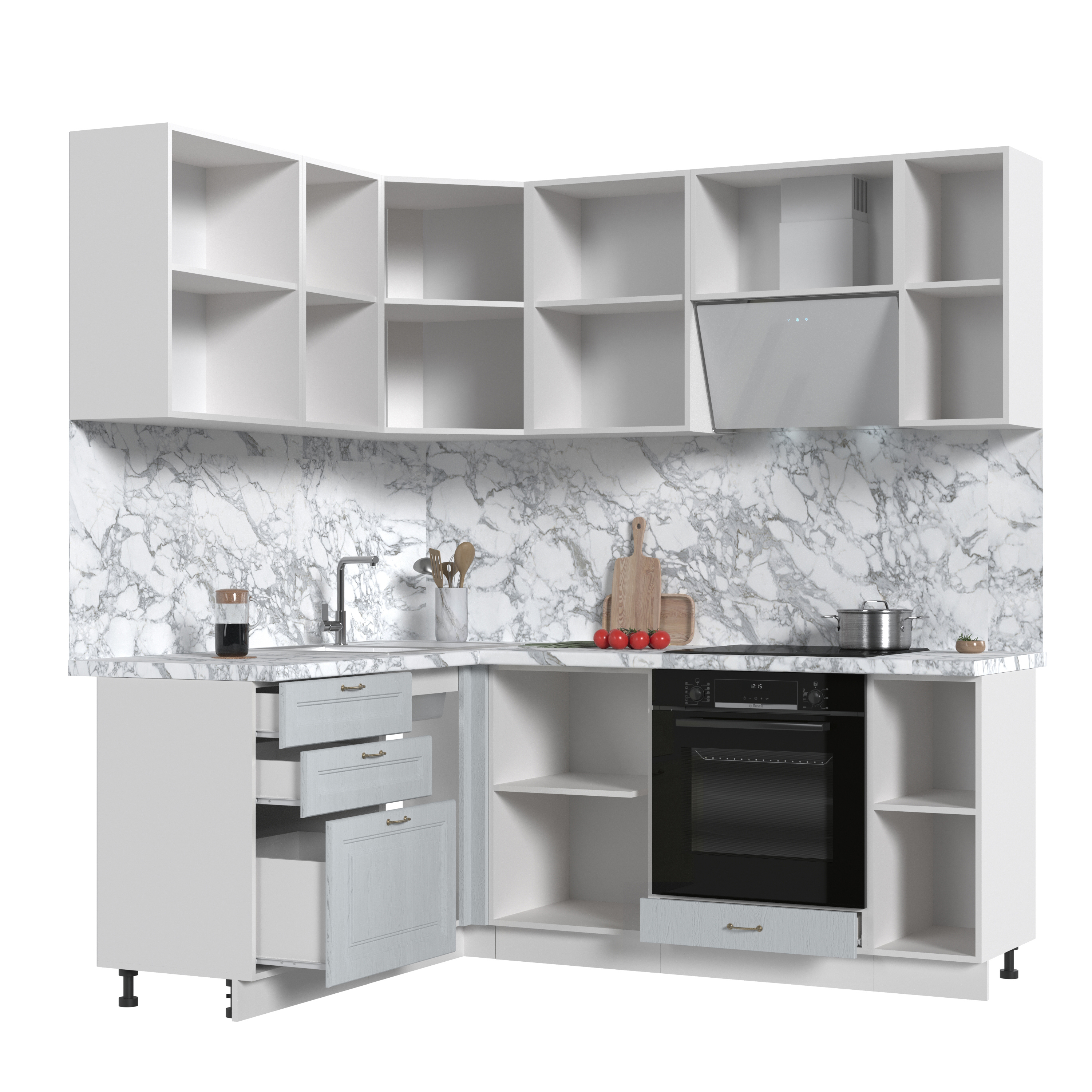 Изображение товара Кухонный гарнитур Kameol Франция УТ000589063 200x217x160 см ЛДСП цвет серый