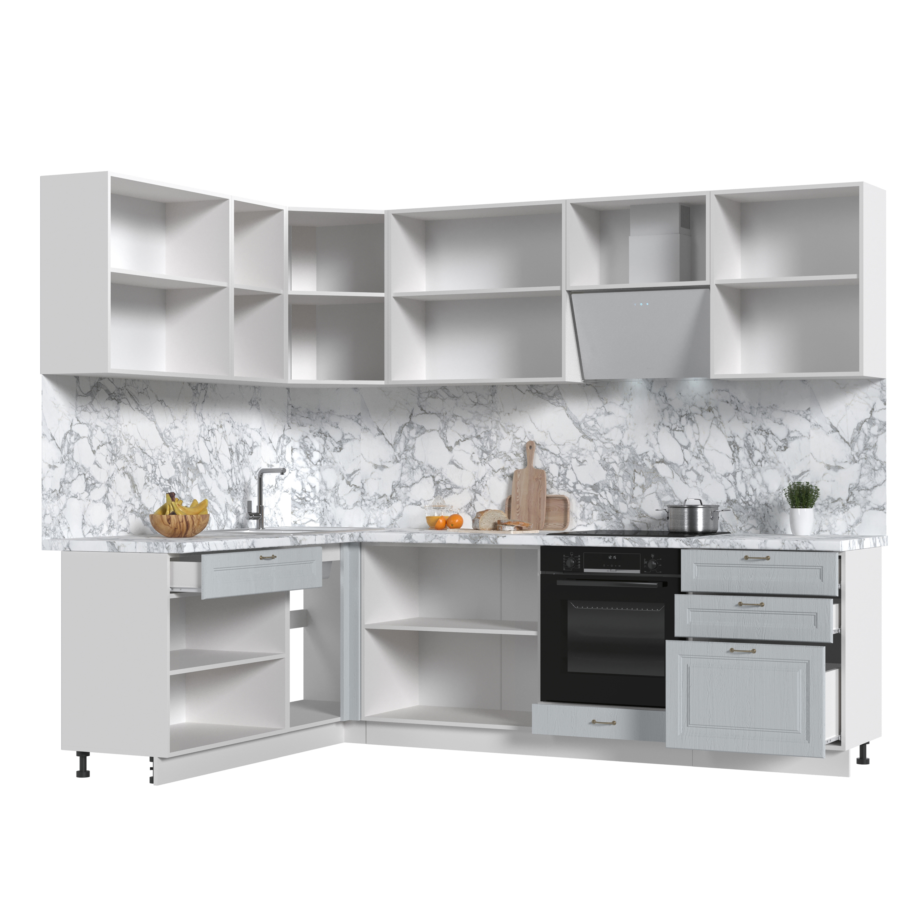 Изображение товара Кухонный гарнитур Kameol Франция УТ000589065 260x217x180 см ЛДСП цвет серый