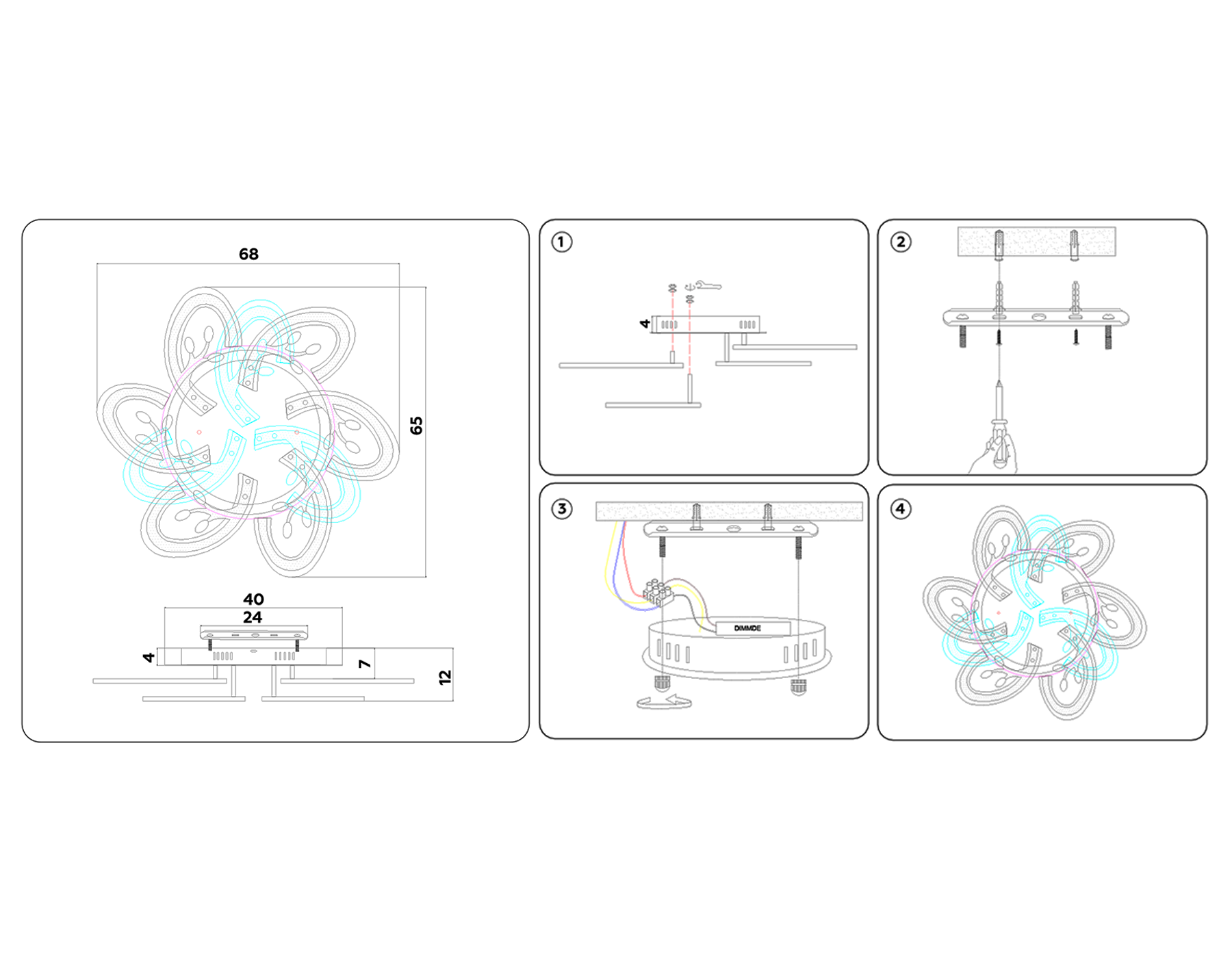 Изображение товара Люстра потолочная светодиодная Ambrella Light FA513 с пультом управление белая