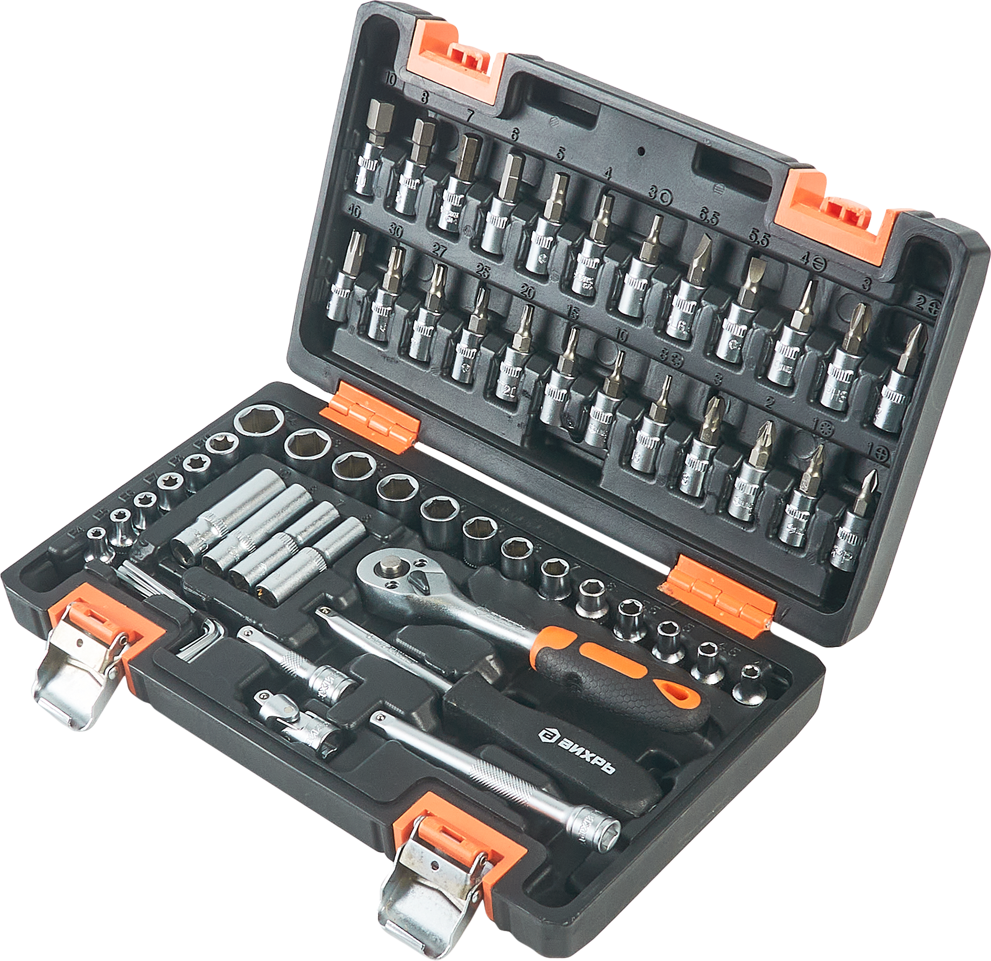 Изображение товара Набор инструментов ручных ВИХРЬ 57 предметов, кейс, профессиональный комплект