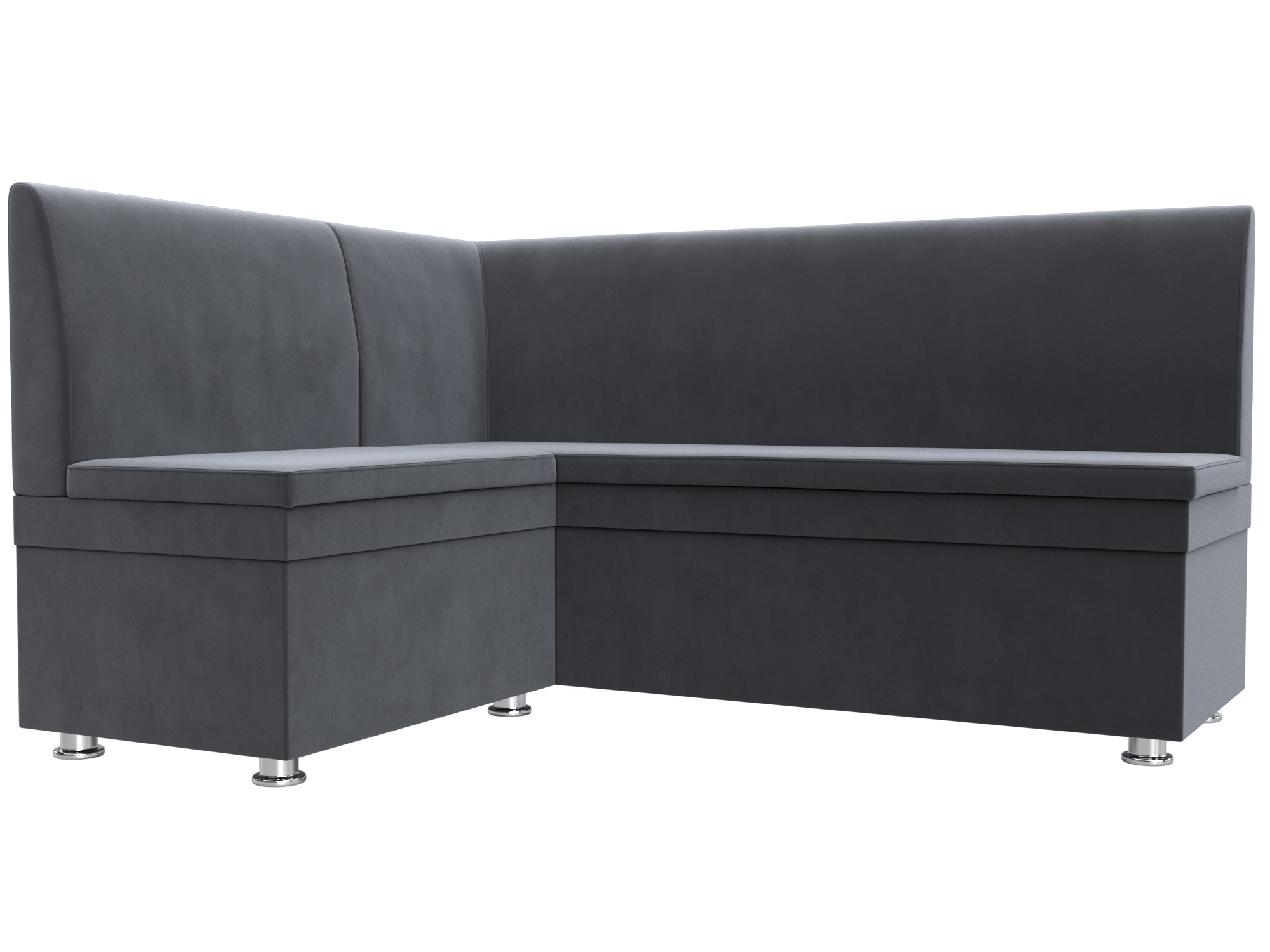 Изображение товара Диван кухонный угловой Уют левый с ящиками серый 152x89x126 см велюр