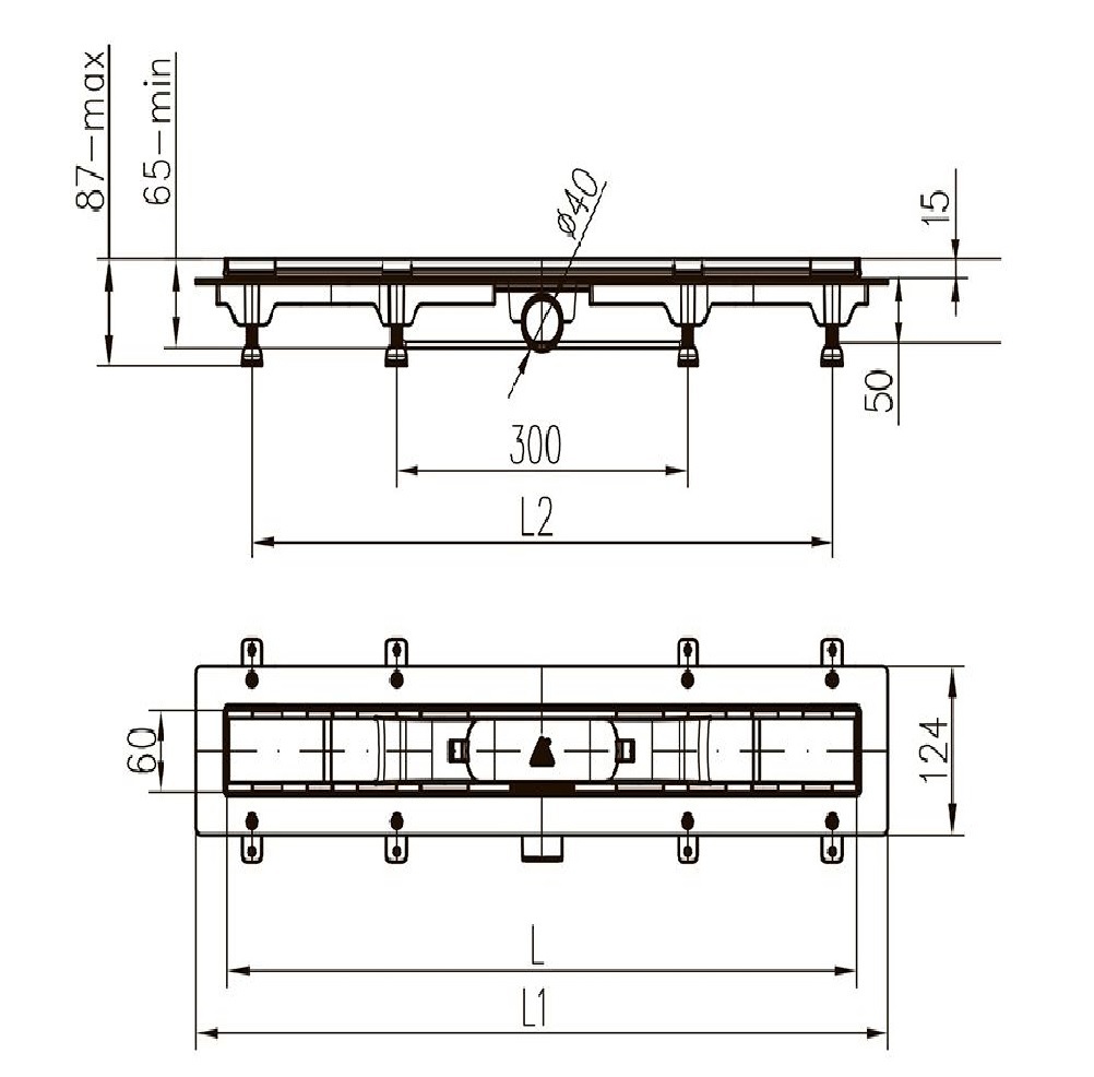 Изображение товара Трап для душа MCH Chudej CH750KC сухой затвор нержавеющая сталь 81.5x12.5 см