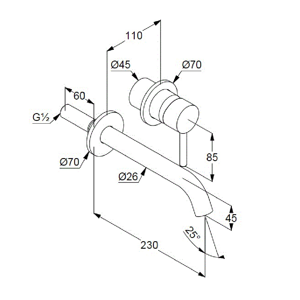 Изображение товара Смеситель для раковины KludiBozz 38245N076S настенный встраиваемый цвет золото