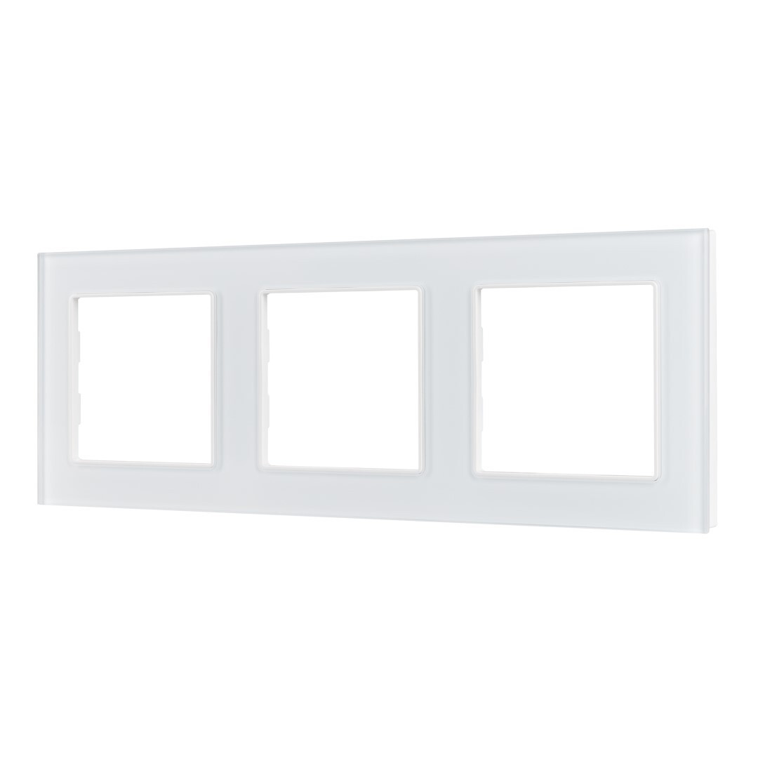 Изображение товара Рамка для розеток и выключателей Arlight FRM-Glare-GS-3-WH 3 поста стекло цвет белый