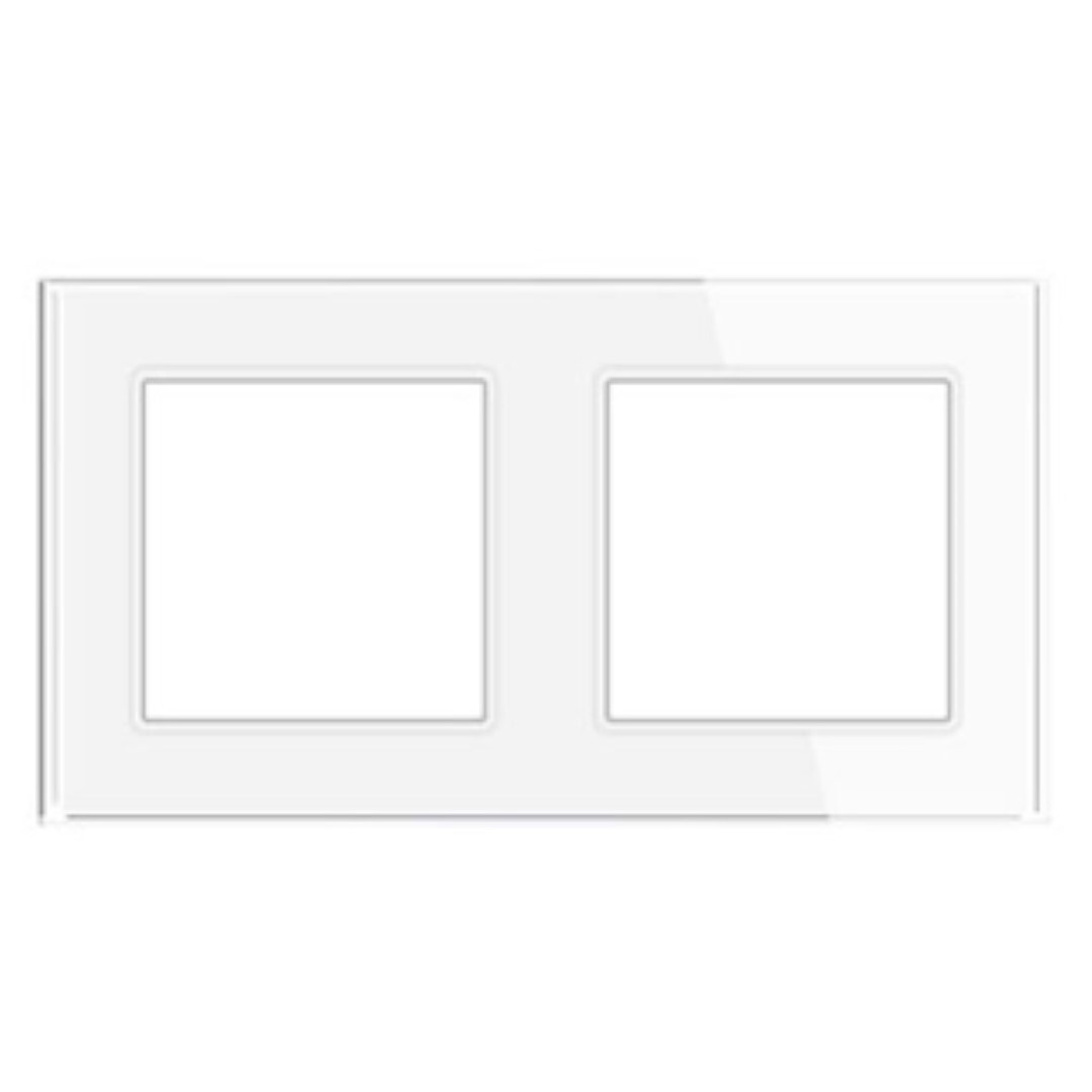 Изображение товара Рамка для розеток и выключателей Arlight FRM-Glare-GS-2-WH 2 поста стекло цвет белый