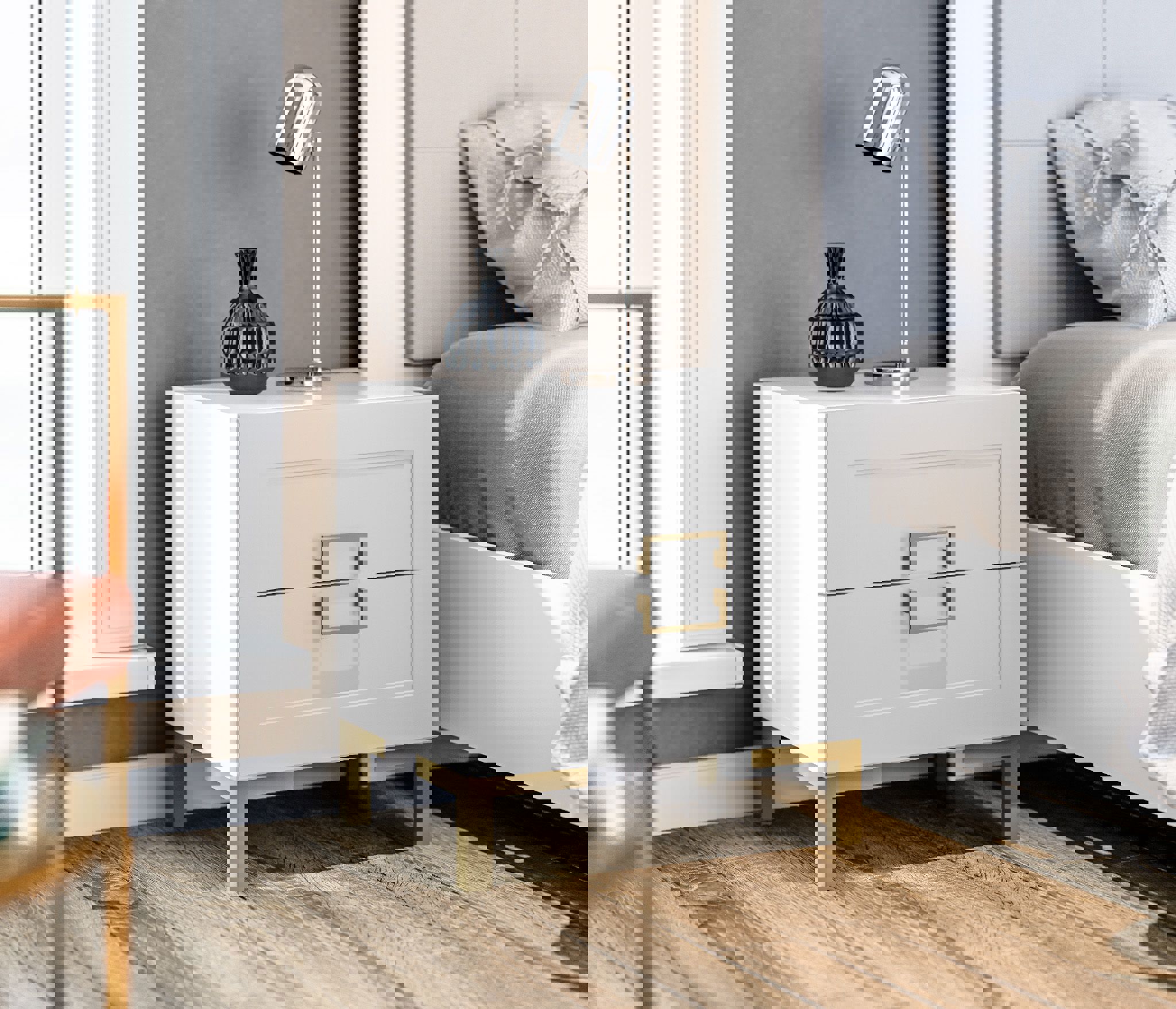 Изображение товара Тумба прикроватная Столплит Ассоль 50x52x41 см 2 ящика ЛДСП цвет белый