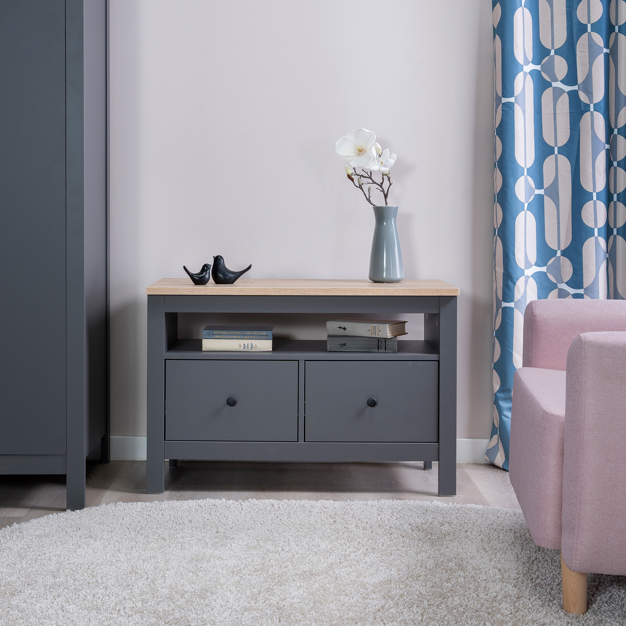 Изображение товара Тумба под телевизор Гуд Лакк 2.08.03.080.15 90.4x62.2x41.4 см серый ясень скандинавский стиль